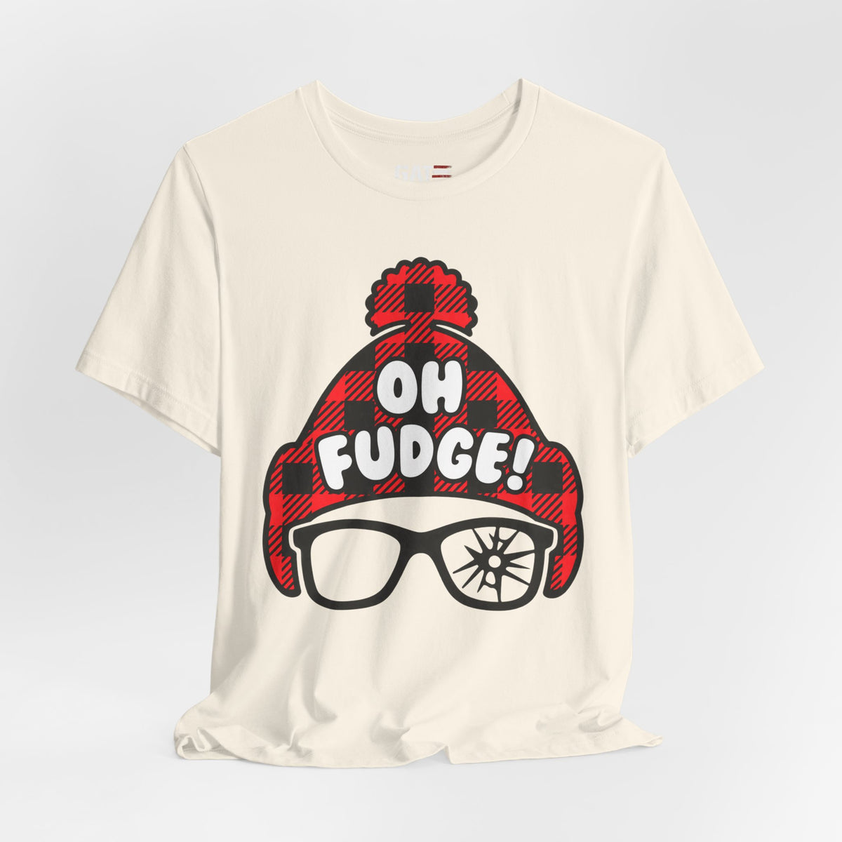 Oh Fudge! Plaid Beanie Graphic Tee — Funny Holiday Winter Shirt