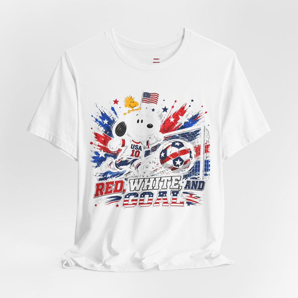 USA Soccer Snoopy Shirt, Red White and Goal Tee, Patriotic Soccer Fan Shirt, Fourth of July Soccer Graphic Tee