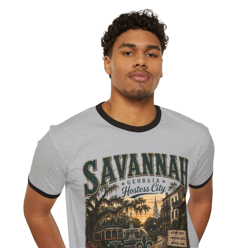 Savannah Georgia Ringer T-Shirt — Historic ‘Hostess City’ Vintage Travel Tee