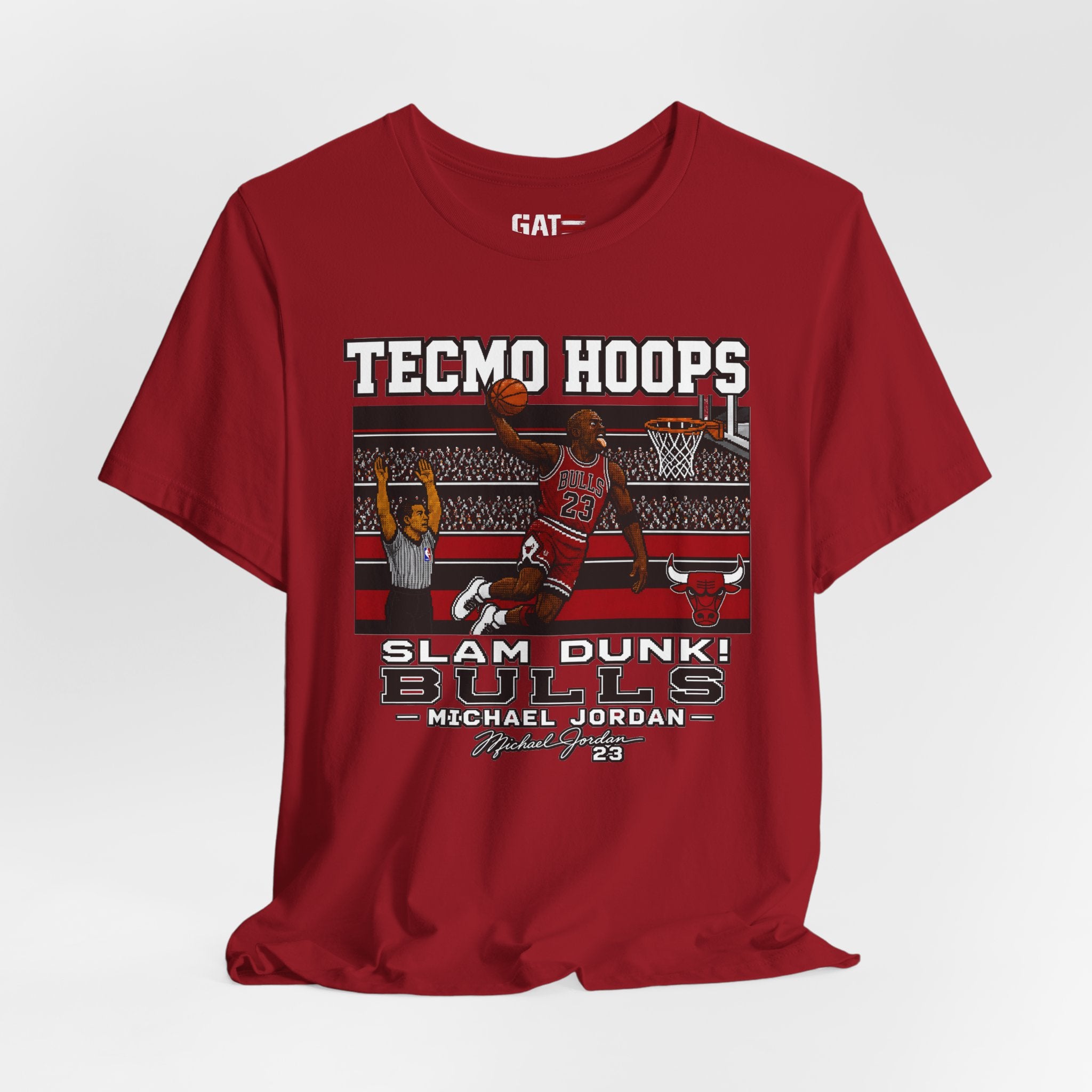 Tecmo Hoops Michael Jordan Slam Dunk Bulls T-Shirt | Retro Video Game Basketball