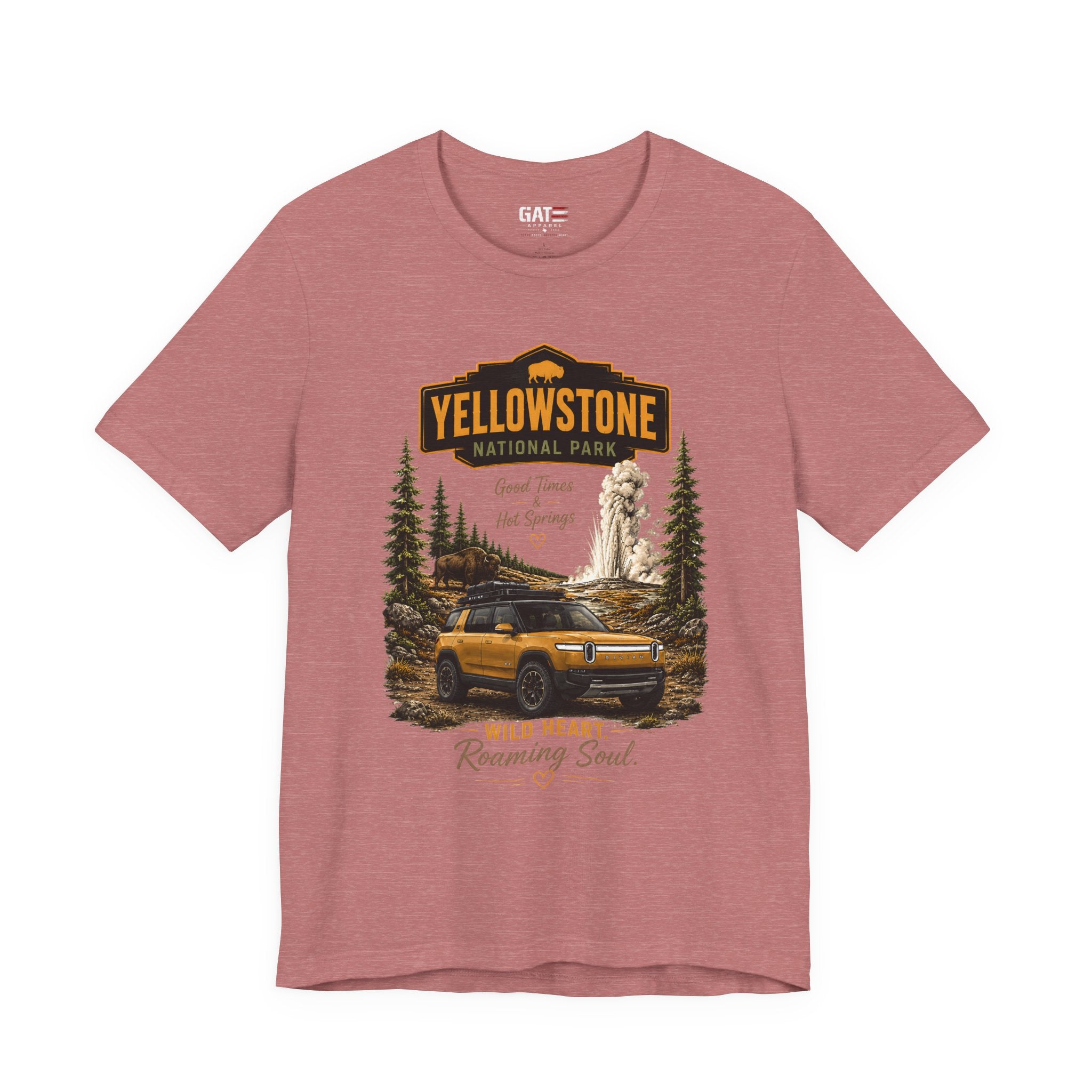 Yellowstone National Park Tee — "Wild Heart Roaming Soul" Adventure T‑Shirt