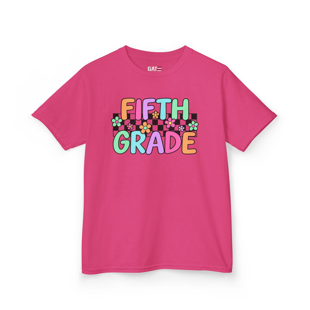 Custom Grade Level Shirt for Kids – Retro Checkered Floral Back to School Tee