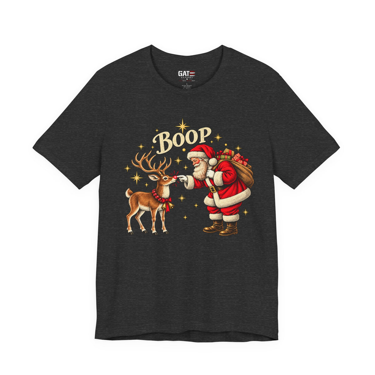 Santa and Reindeer Boop Christmas Graphic T-Shirt - product image 3