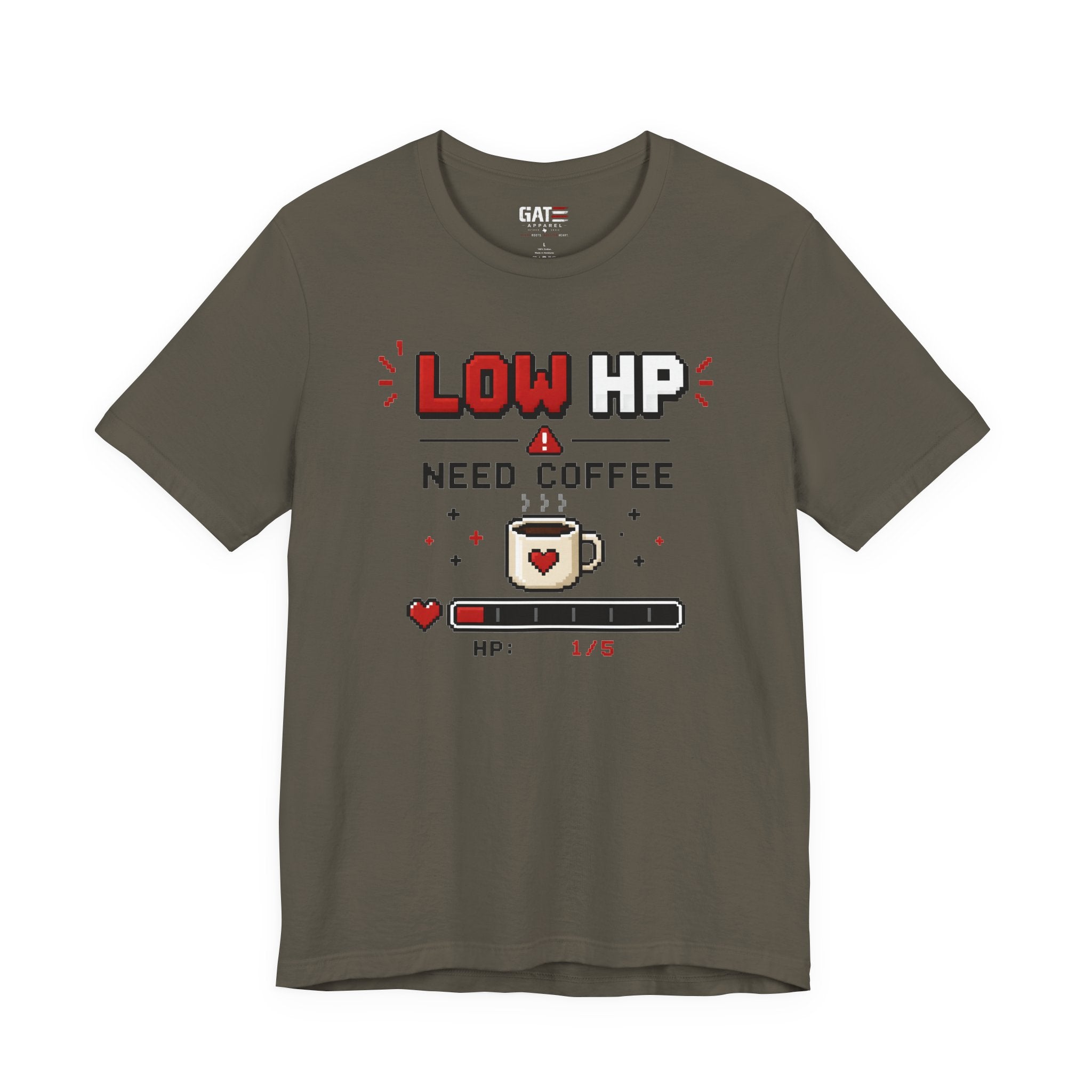 Funny Coffee Lover Shirt, Gamer Coffee Tee, Retro Pixel Art Shirt, Caffeine Addict Gift, Gaming T-Shirt