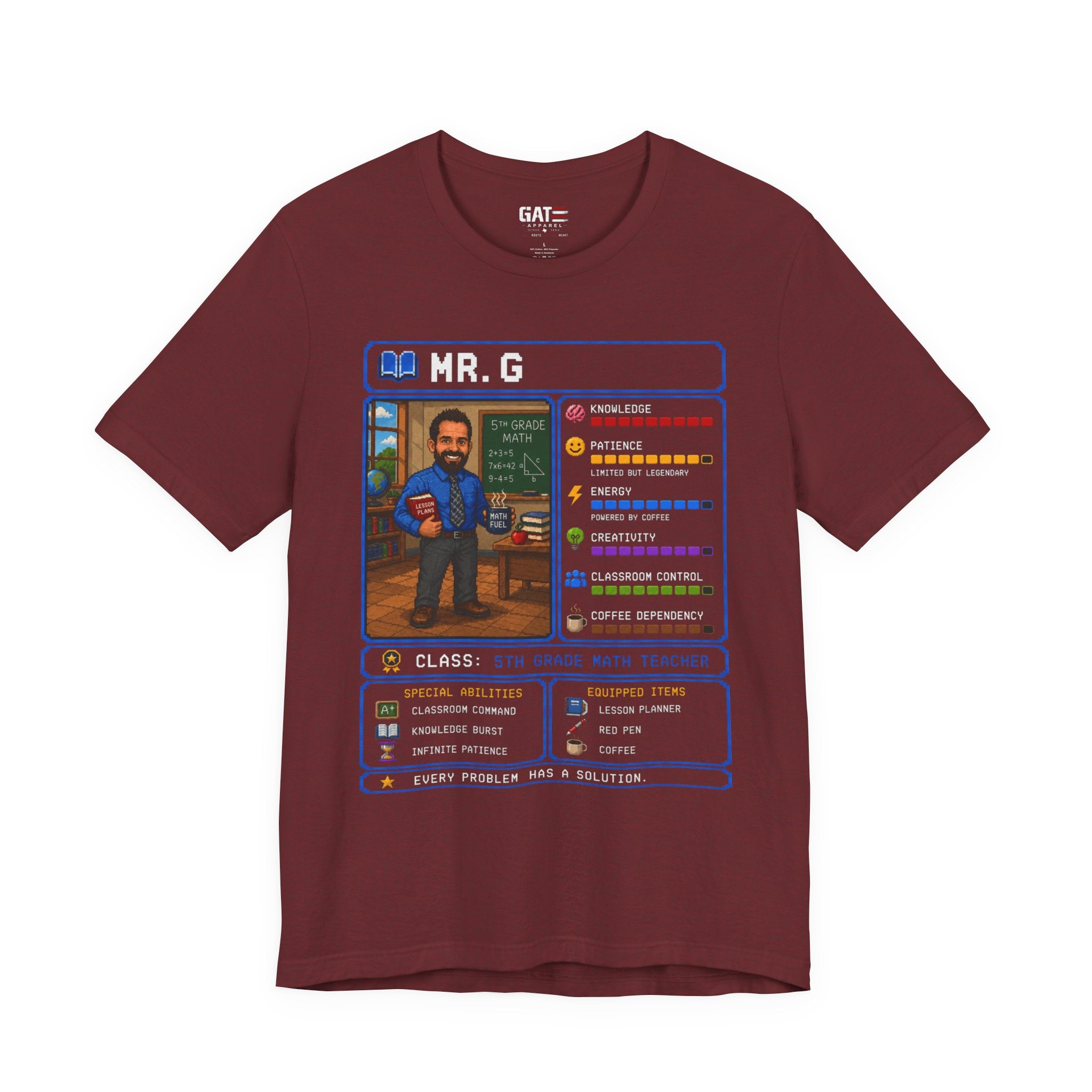 Custom Math Teacher RPG Character Shirt | Personalized Teacher Gift