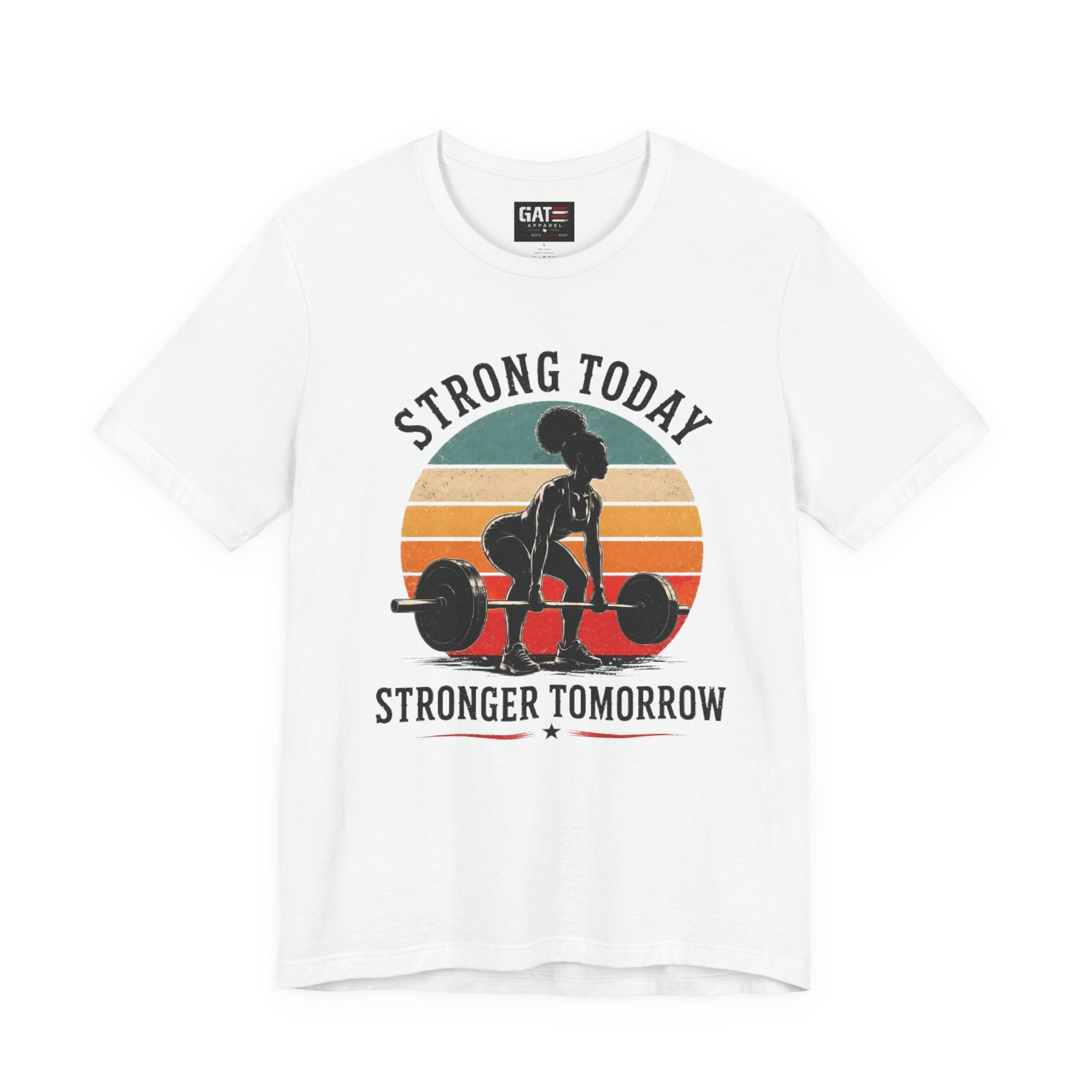 Strong Today Stronger Tomorrow Shirt, Women's Gym Shirt, Retro Weightlifting Tee, Fitness Gift for Women
