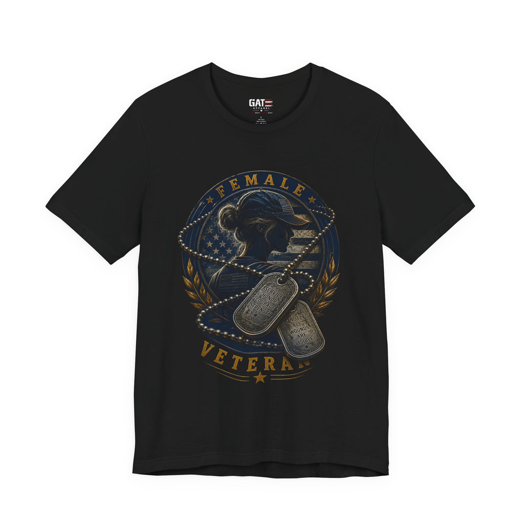 Female Veteran Shirt Patriotic Military Tee Dog Tag Shirt for Women Army Navy Marine Air Force Veteran Gift American Flag Shirt