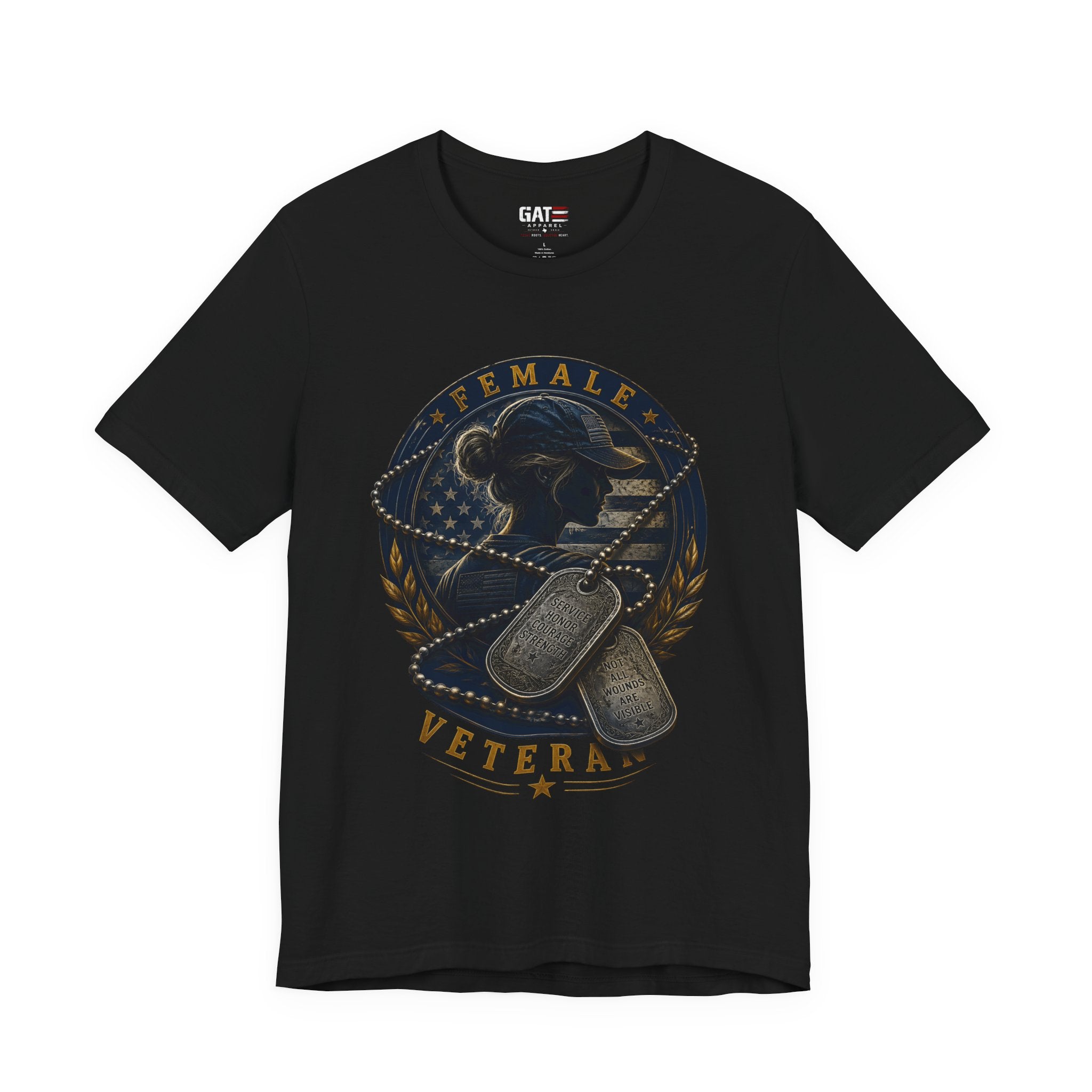 Female Veteran Shirt Patriotic Military Tee Dog Tag Shirt for Women Army Navy Marine Air Force Veteran Gift American Flag Shirt