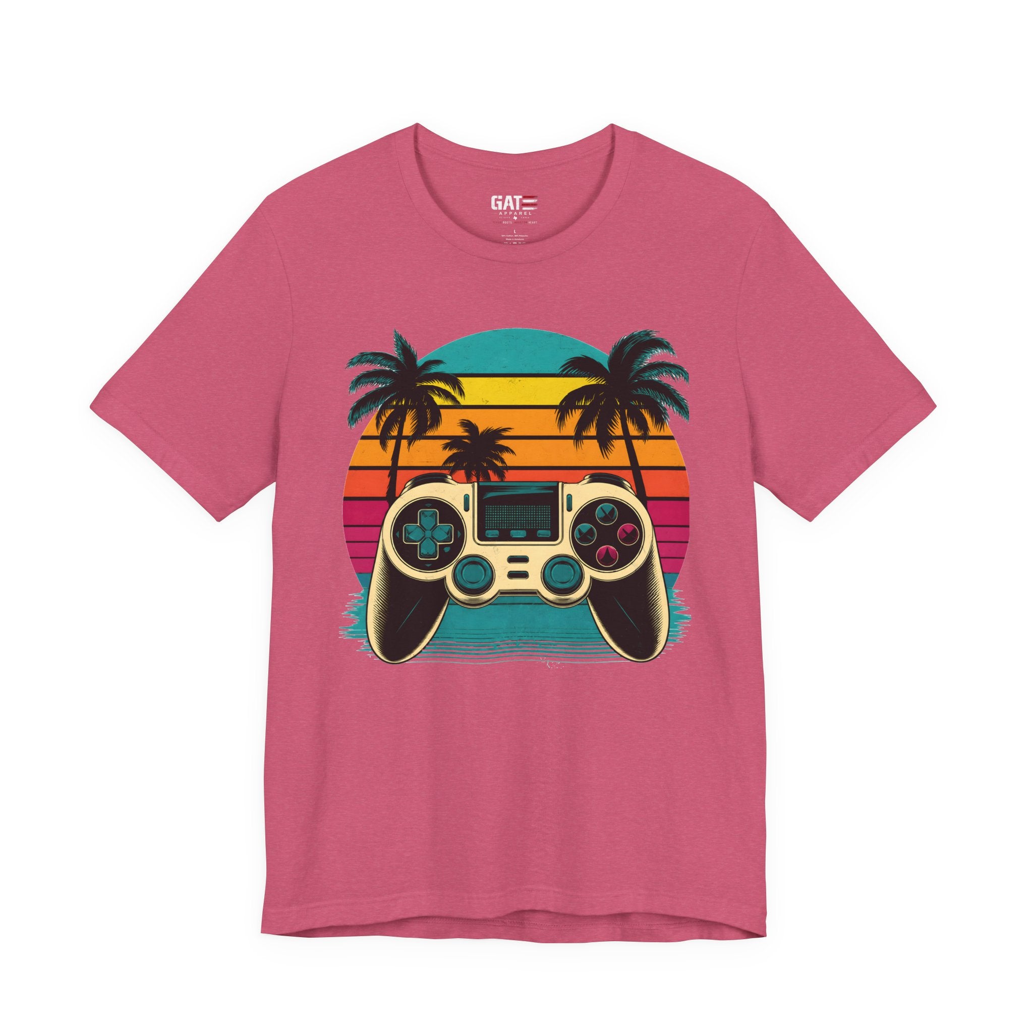 Retro Gaming Shirt, Gamer Sunset Tee, Video Game Controller Shirt, 80s Retro Gamer Gift, Beach Gaming T Shirt