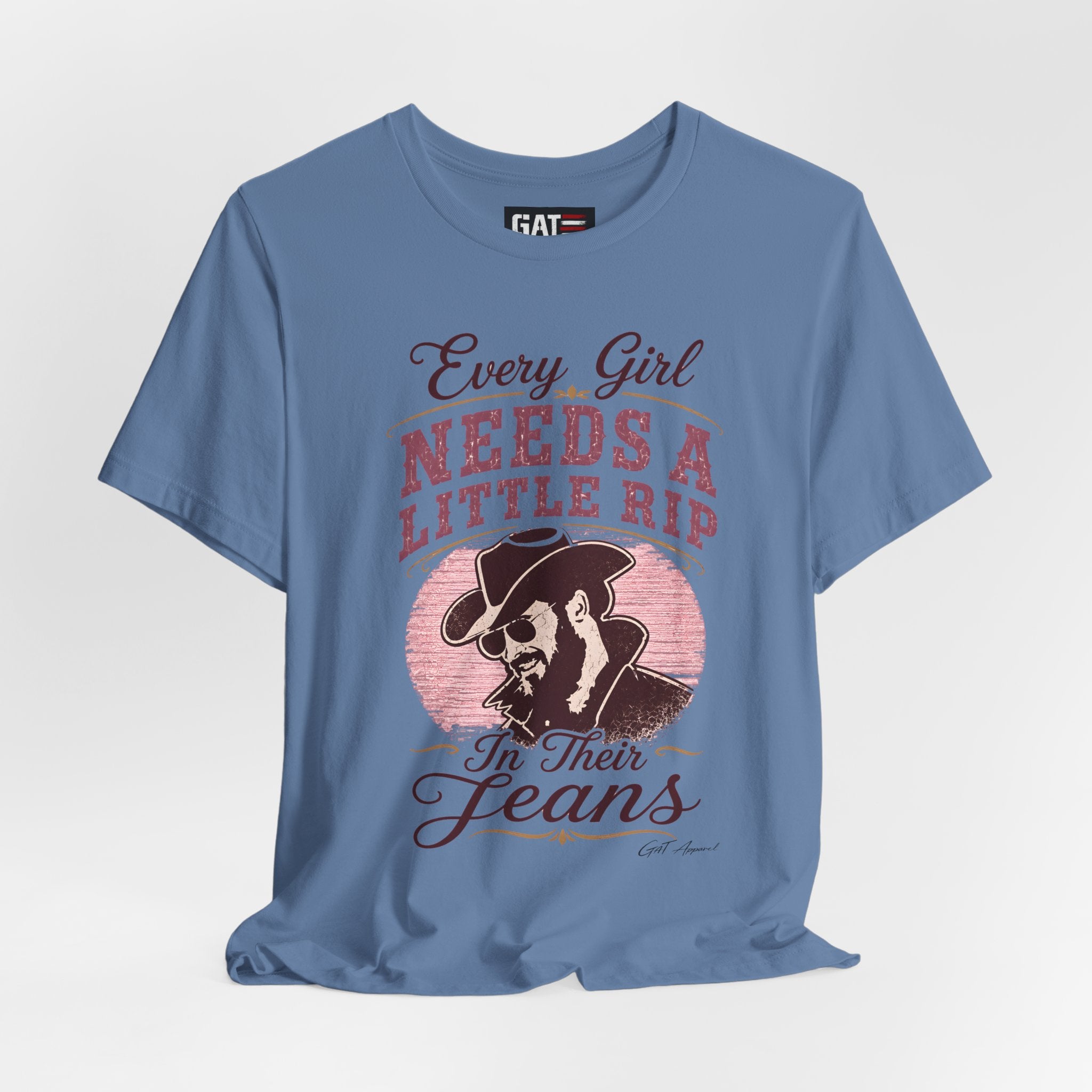 Every Girl Needs A Little Rip In Their Jeans Pink Text Shirt | Dutton Ranch| Yellowstone Inspire Shirt