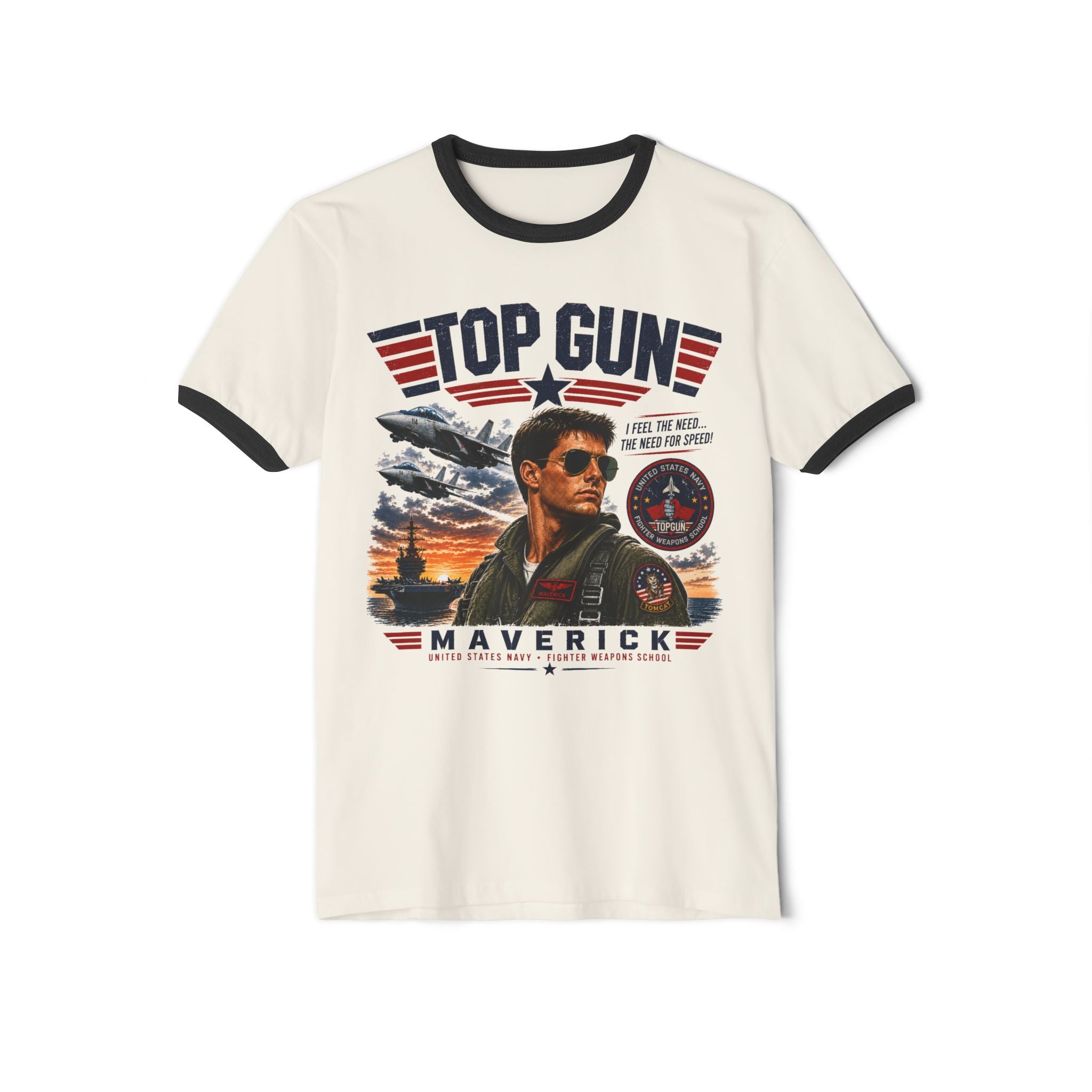 Top Gun Maverick Ringer T-Shirt – Retro Aviator Pilot Graphic Tee