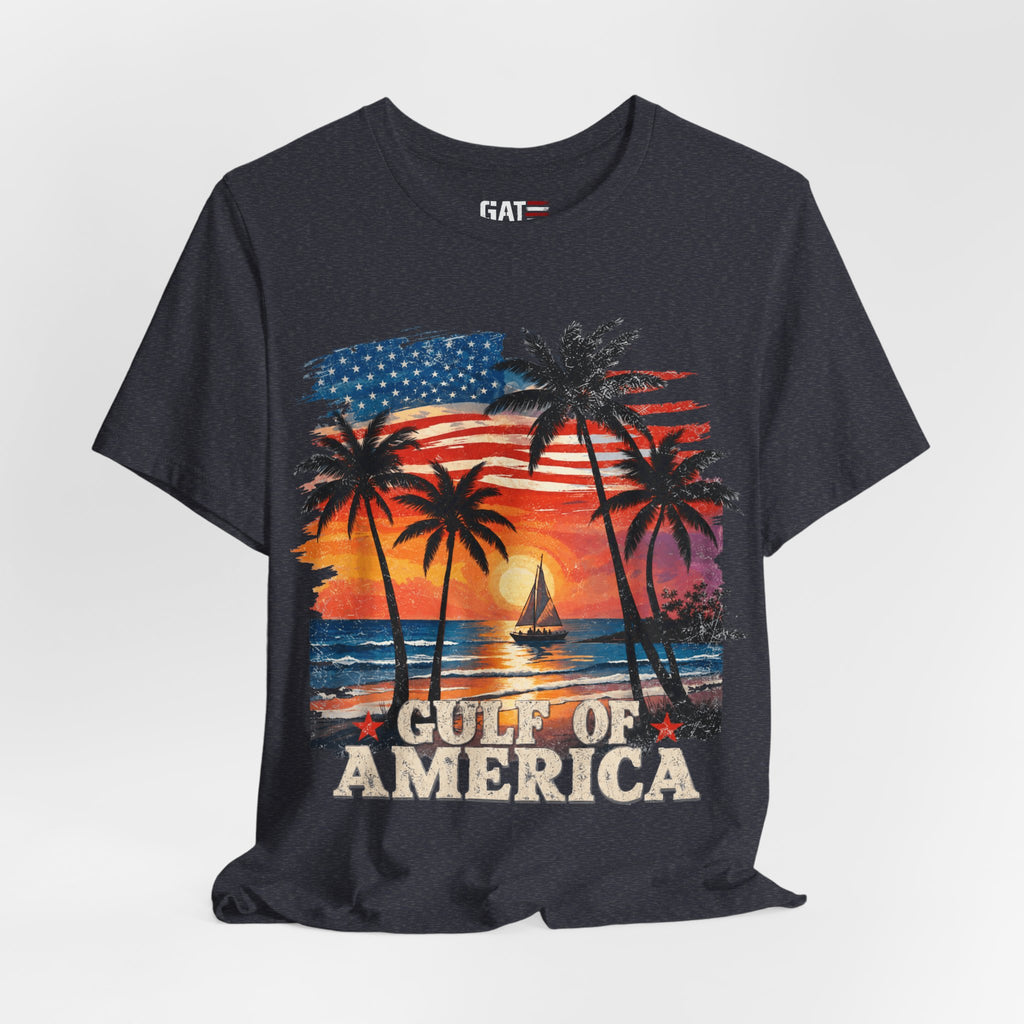 Gulf of America Sunset T-Shirt — Patriotic Palm Beach Tee