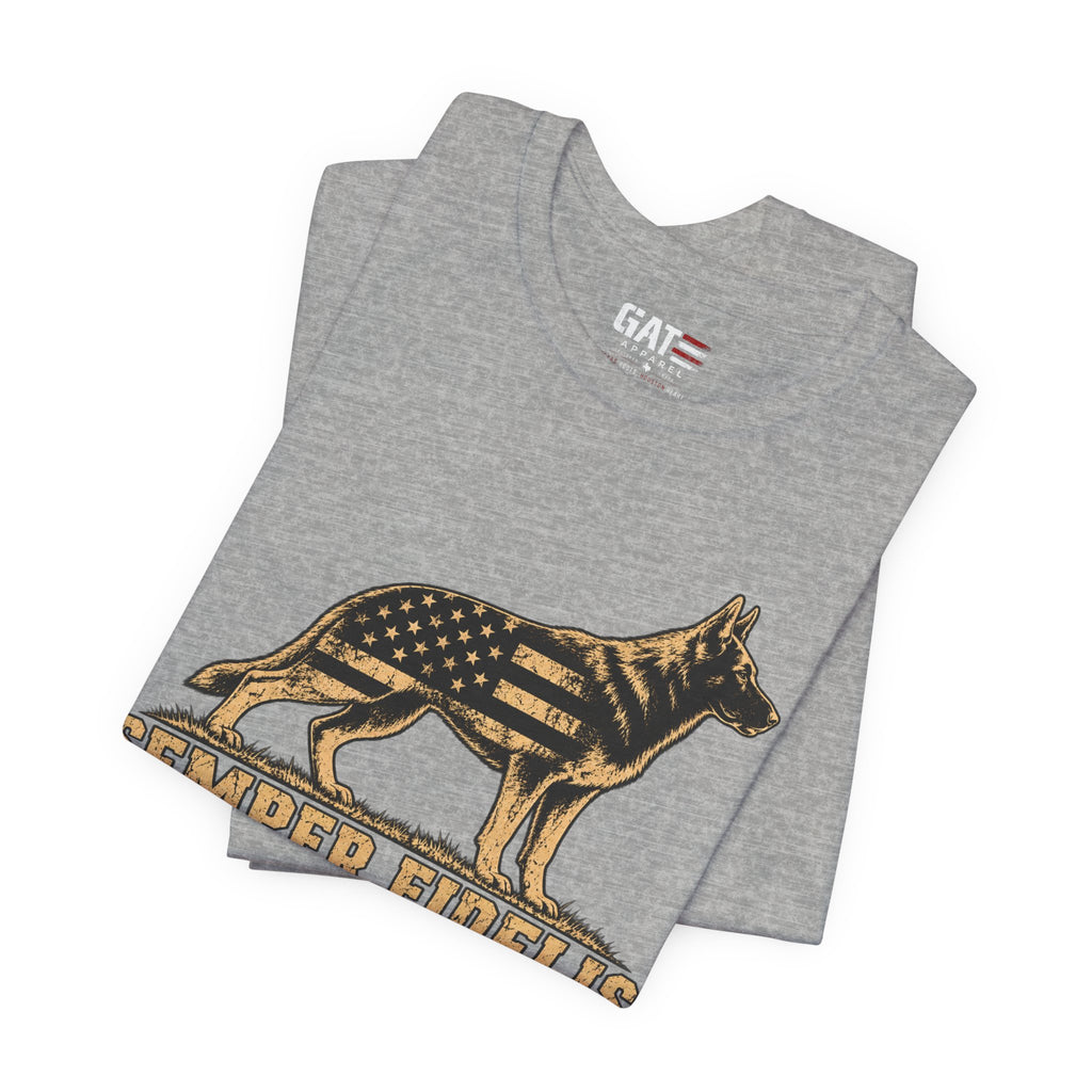 Semper Fidelis German Shepherd T-Shirt — Patriotic Military K9 Tee