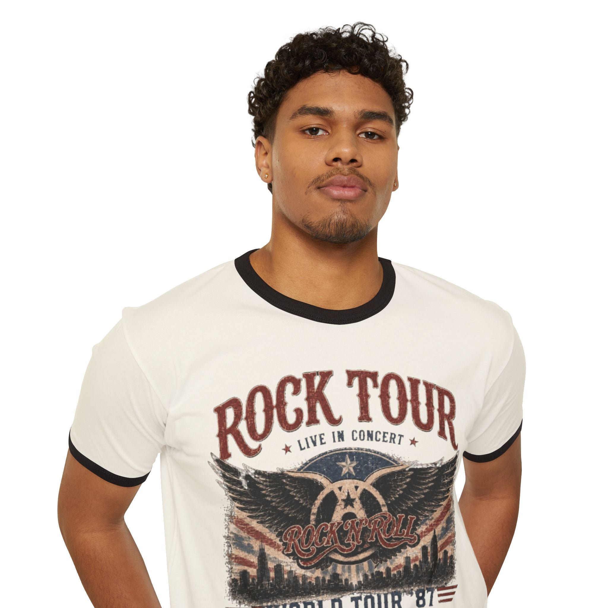Aero Rock Tour Ringer T-Shirt — Vintage Eagle World Tour Tee
