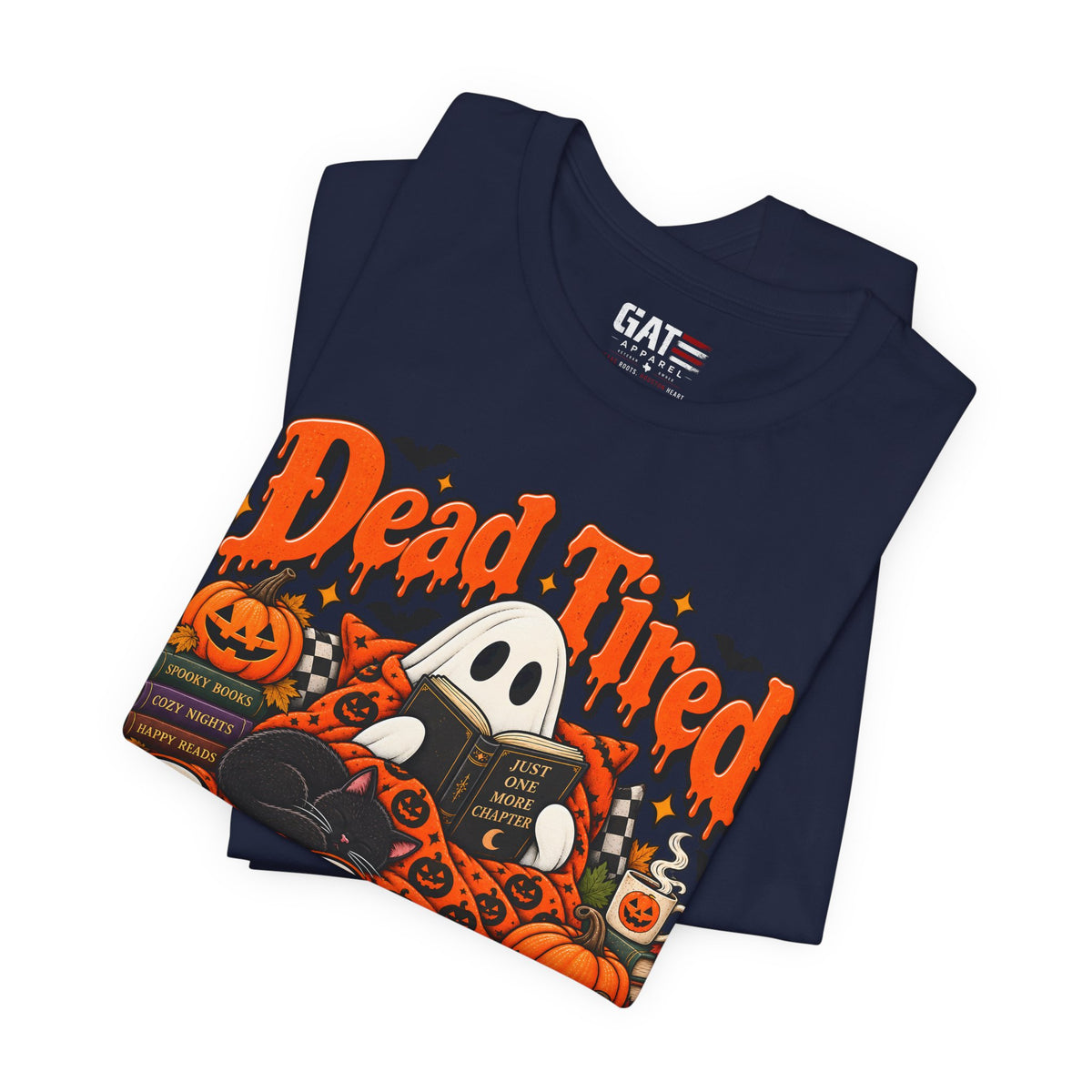Dead Tired Still Reading Halloween Shirt | Book Lover Tee