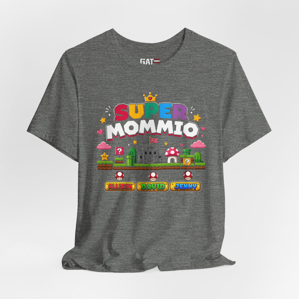 Super Mommio pixel game design T-Shirt | Retro video game mom tee