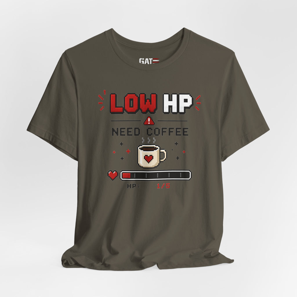Funny Coffee Lover Shirt, Gamer Coffee Tee, Retro Pixel Art Shirt, Caffeine Addict Gift, Gaming T-Shirt