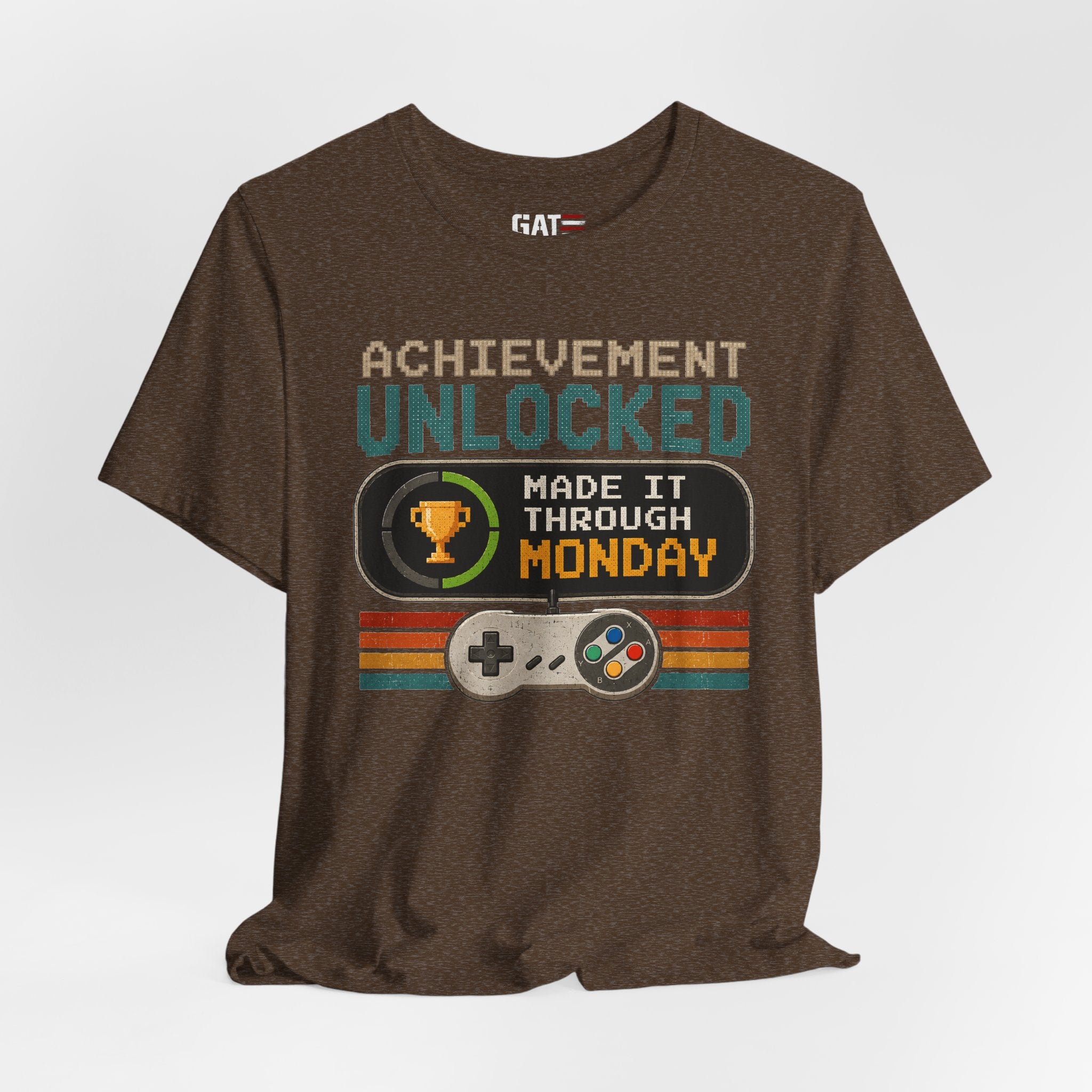Retro Gaming Shirt, Funny Work Shirt, Made It Through Monday Tee, Gamer Gift for Men Women, Office Humor Shirt