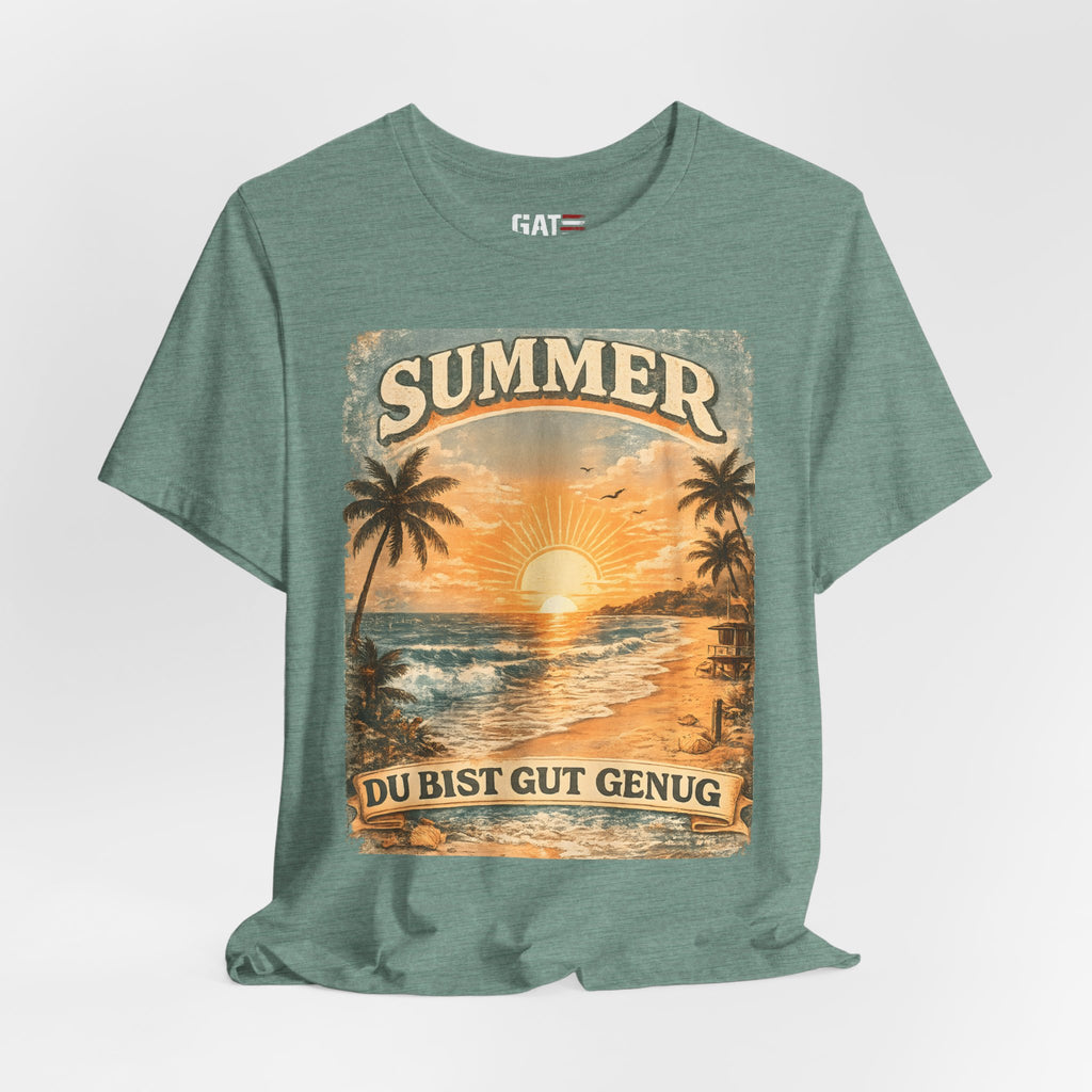 Du Bist Gut Genug Shirt, You Are Enough Tee, Summer Beach Sunset Graphic Shirt, German Quote Retro Aesthetic Tee