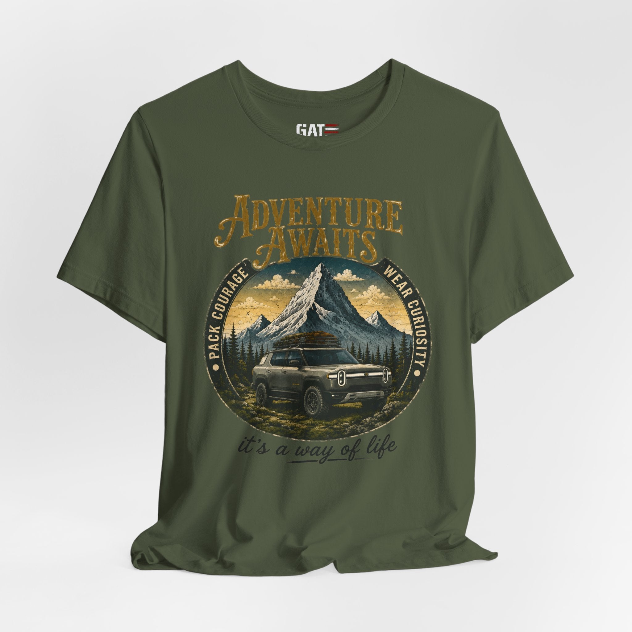 Adventure Awaits Shirt, Rivian Camping, Mountain Adventure Tee, Overlanding Shirt, Off Road SUV Graphic Tee, Outdoor, Nature Lover Shirt