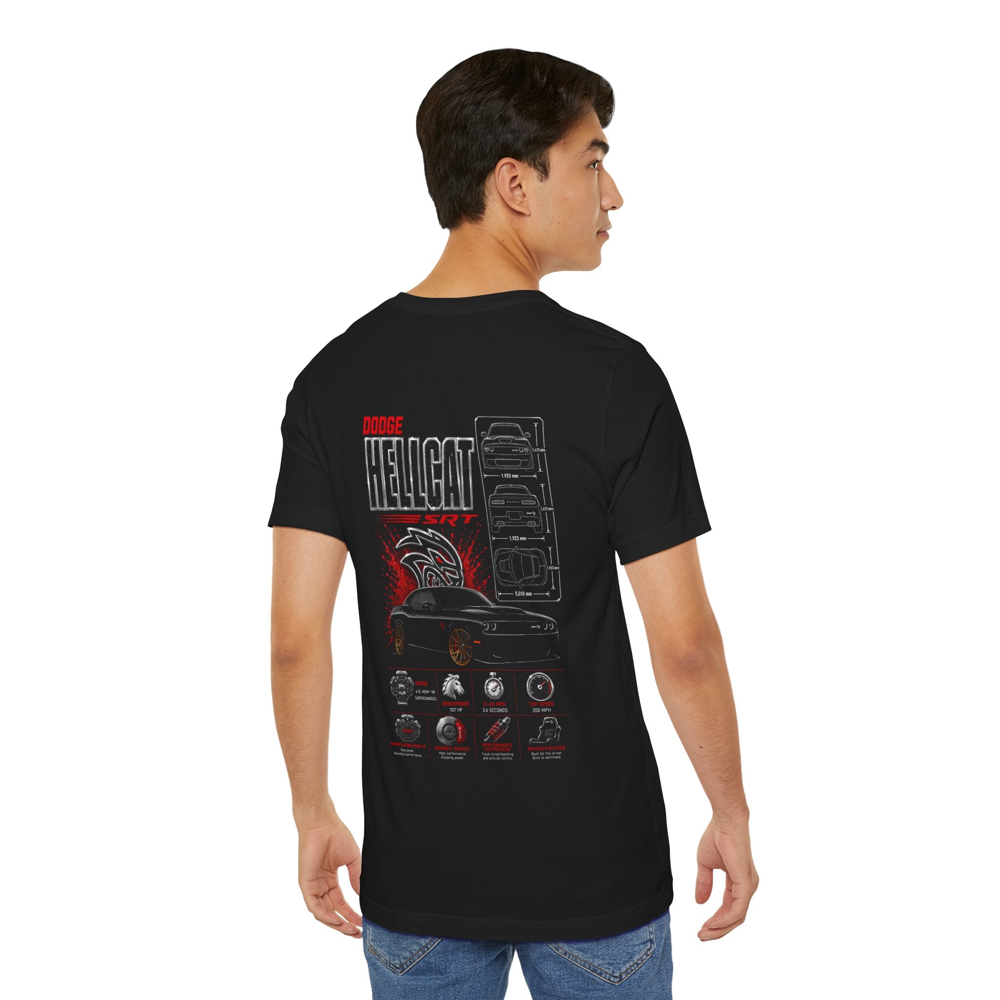 Dodge Hellcat SRT Graphic Tee — Muscle Car Illustration & Specs T-Shirt