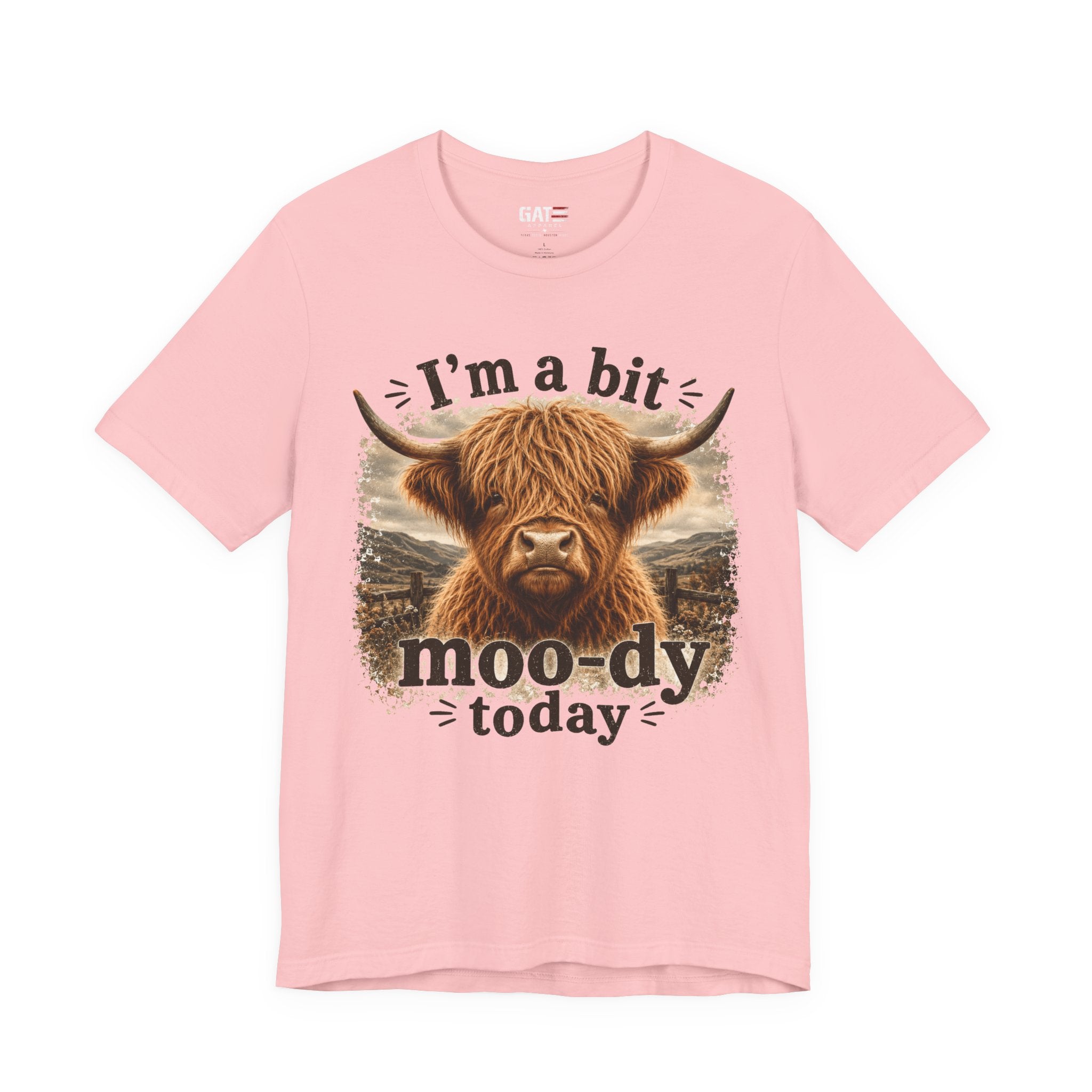 I’m a Bit Moo-dy Today Tee — Funny Highland Cow Graphic T-Shirt