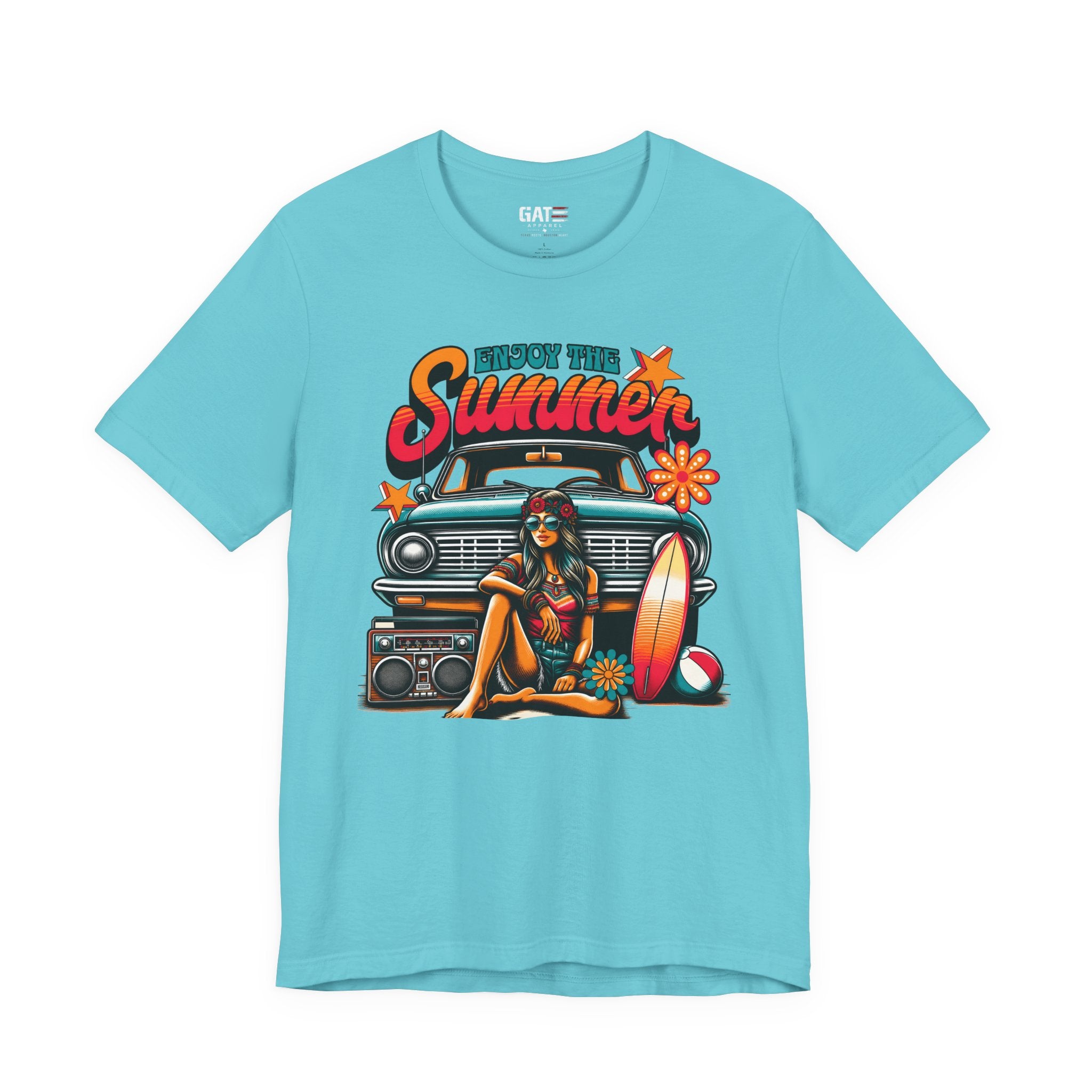 Enjoy The Summer Shirt, Retro Beach Tee, Vintage Surf Shirt, Hippie Summer T Shirt, Boho Vacation Shirt, Groovy Summer Graphic Tee