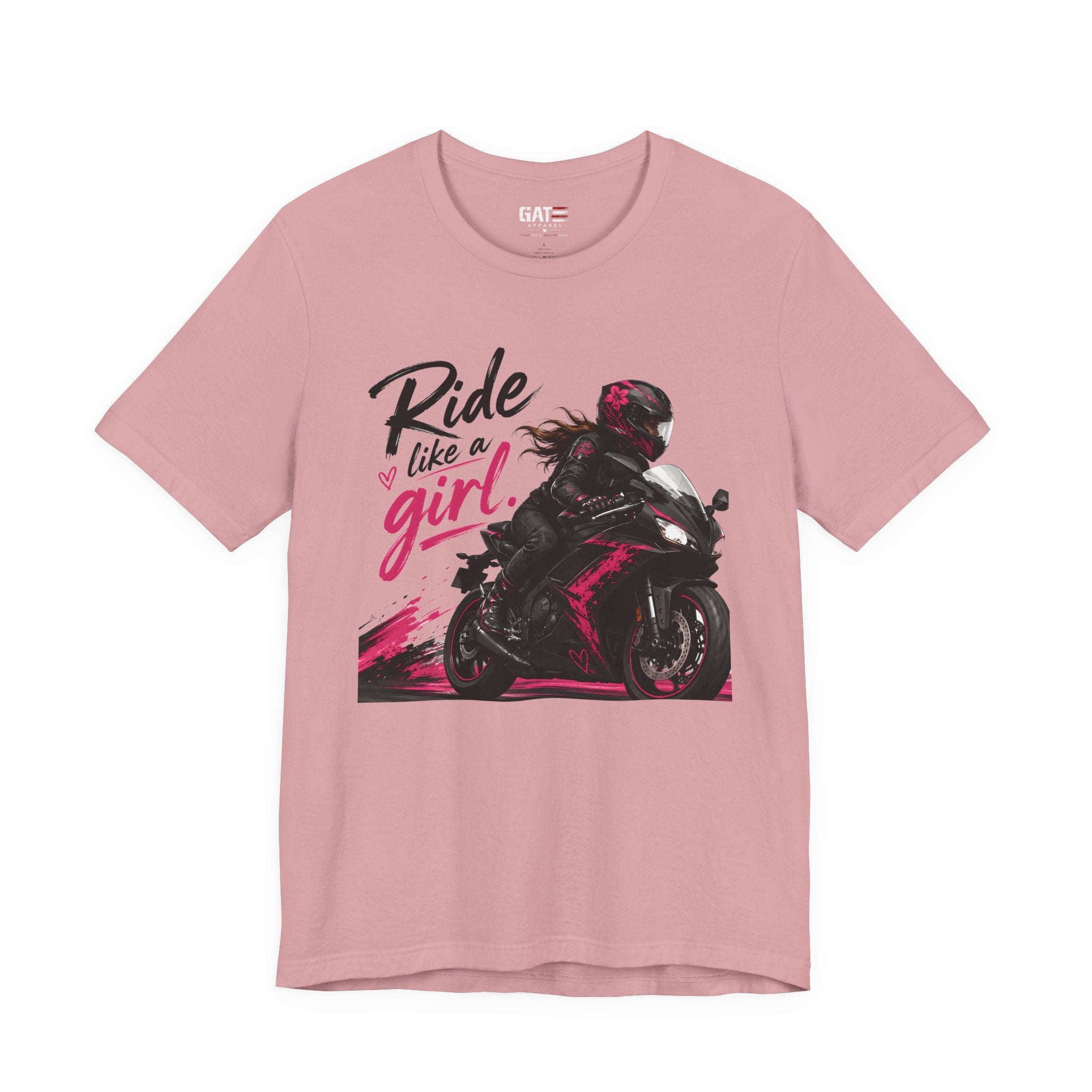 Ride Like A Girl Shirt, Women Motorcycle Rider Tee, Pink Biker Shirt, Moto Girl Gift, Sport Bike Shirt, Female Rider Tee