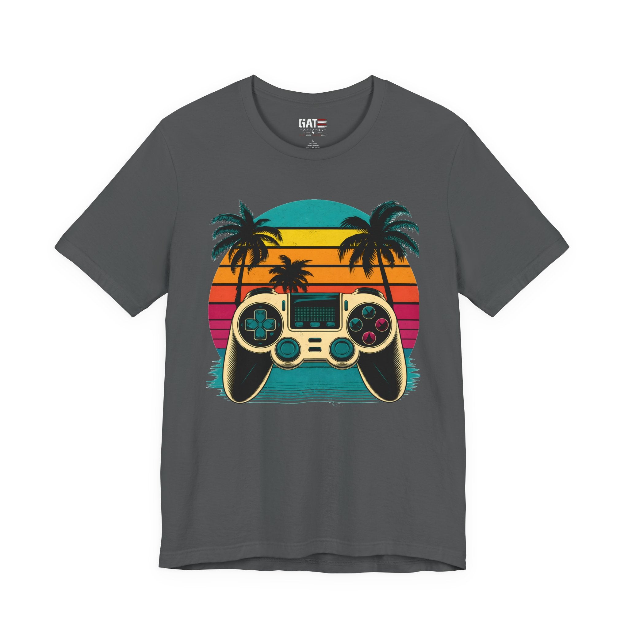 Retro Gaming Shirt, Gamer Sunset Tee, Video Game Controller Shirt, 80s Retro Gamer Gift, Beach Gaming T Shirt