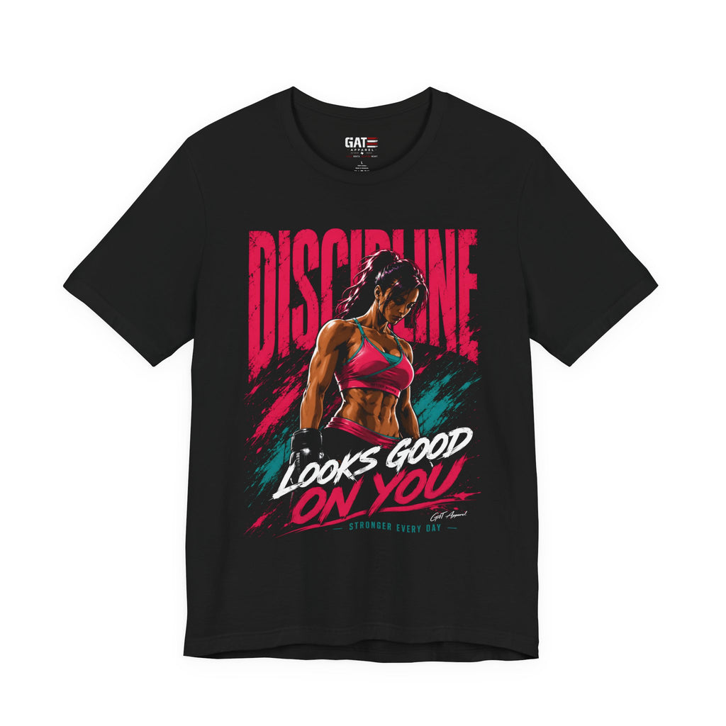 Discipline Looks Good On You Shirt, Women's Gym Shirt, Motivational Workout Tee, Fitness Graphic T Shirt, Cute Gym Apparel, Weightlifting
