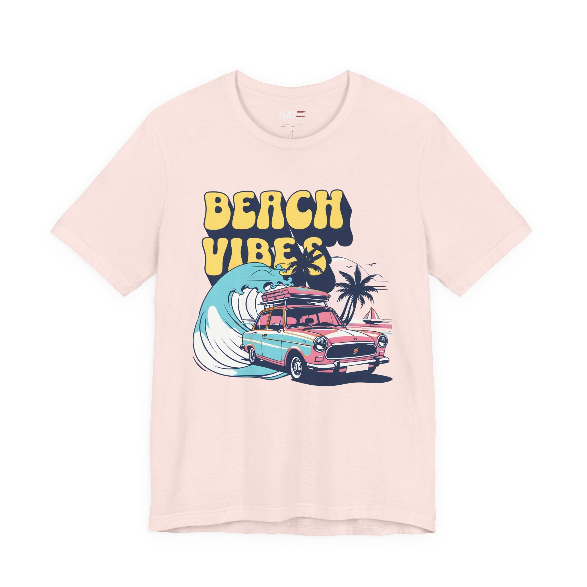Beach Vibes Shirt, Retro Beach Tee, Vintage Summer Shirt, Coastal Vacation T Shirt, Surf Car Graphic Tee, Groovy Beach Lover Gift