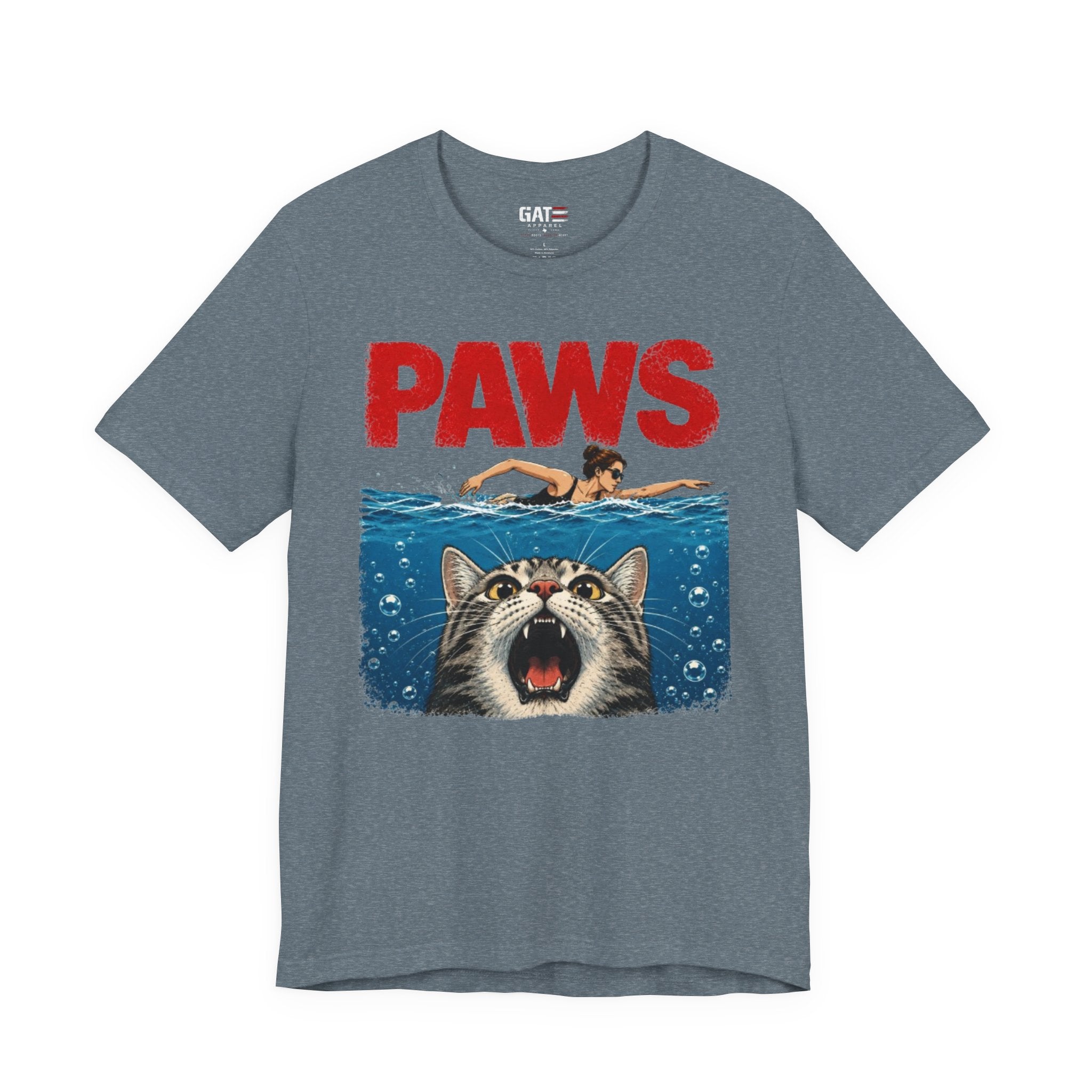 Paws Movie Parody T-Shirt — Retro Horror Cat Graphic Tee
