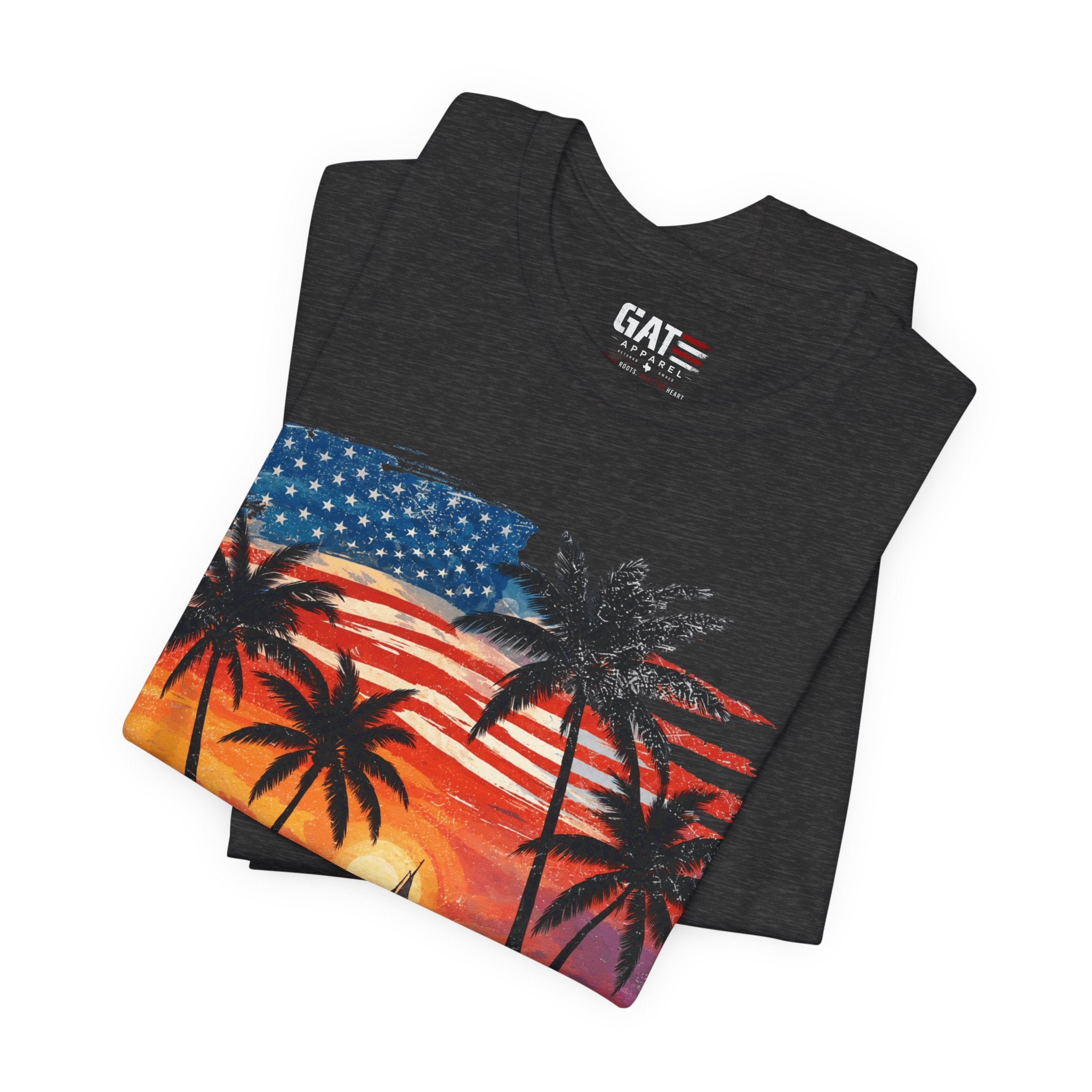 Gulf of America Sunset T-Shirt — Patriotic Palm Beach Tee