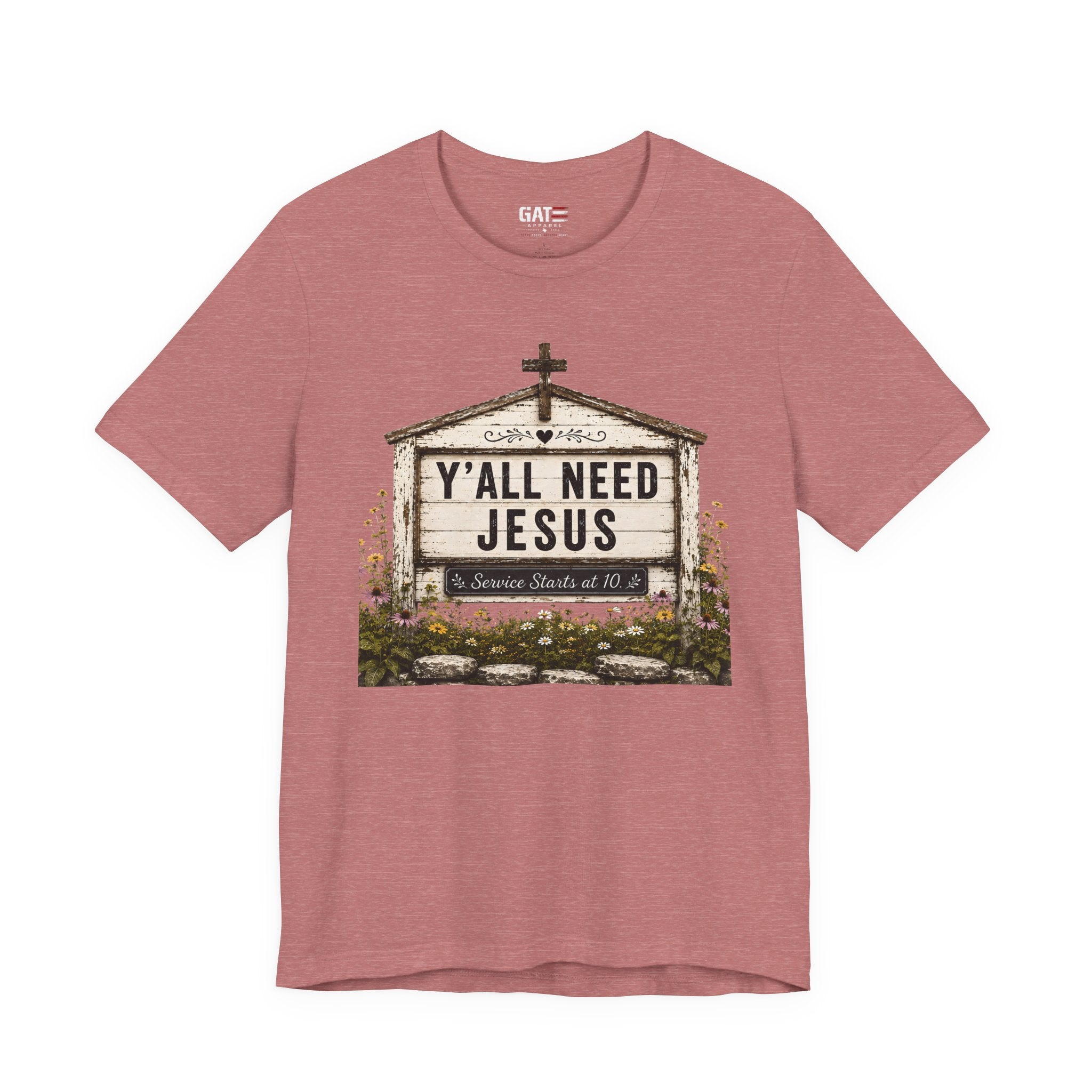 Y'all Need Jesus, Christian Shirt for Women, Rustic Faith Graphic Tee, Country Western Shirt, Farmhouse Christian Gift, Cowgirl Church Tee
