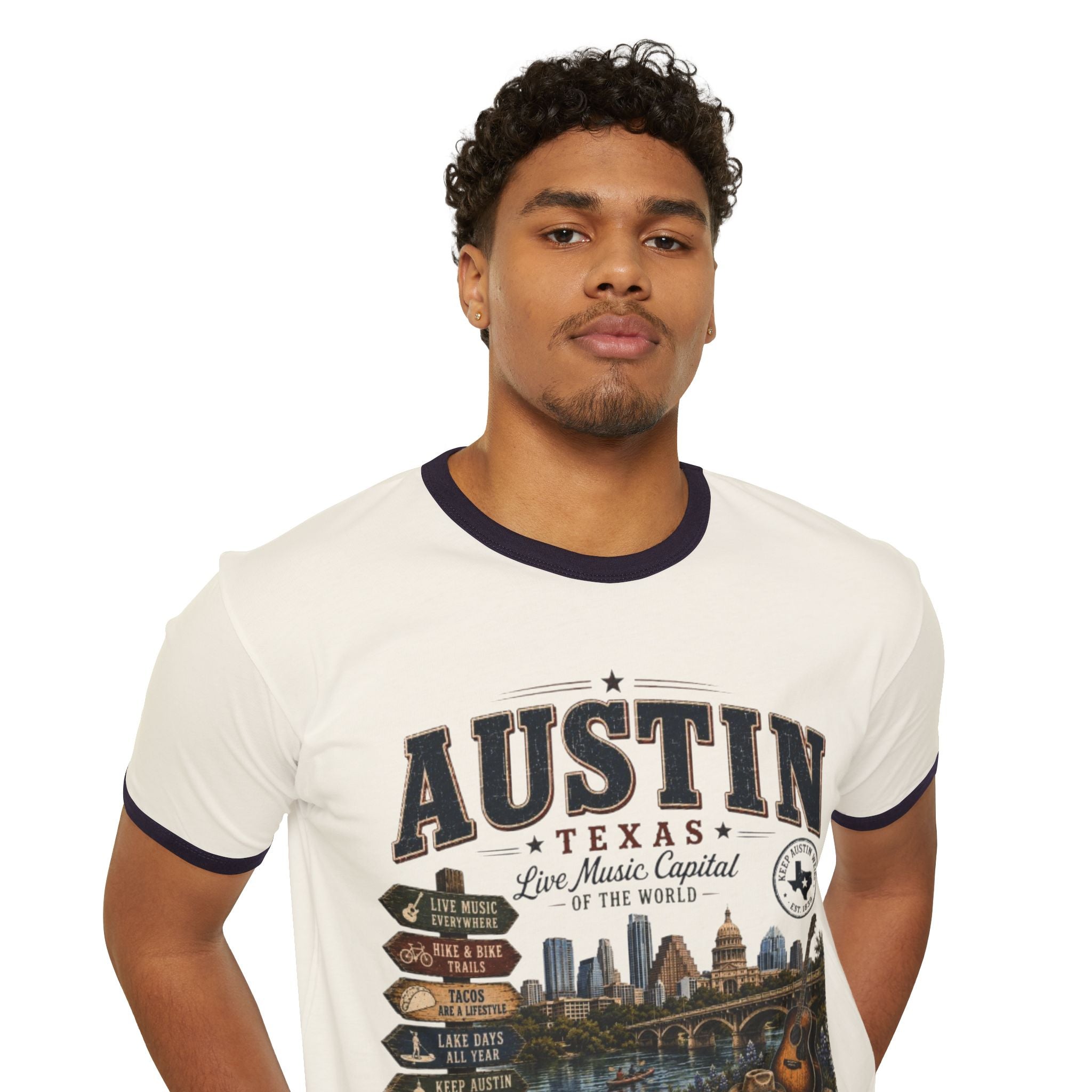 Austin, Texas Vintage Skyline Ringer T-Shirt