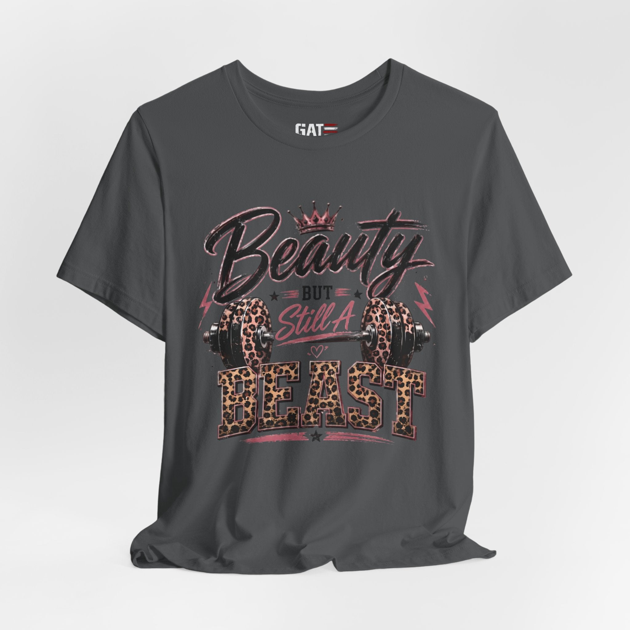 Beauty But Still A Beast Shirt, Women's Gym Shirt, Leopard Print Workout Tee, Fitness Shirt for Her