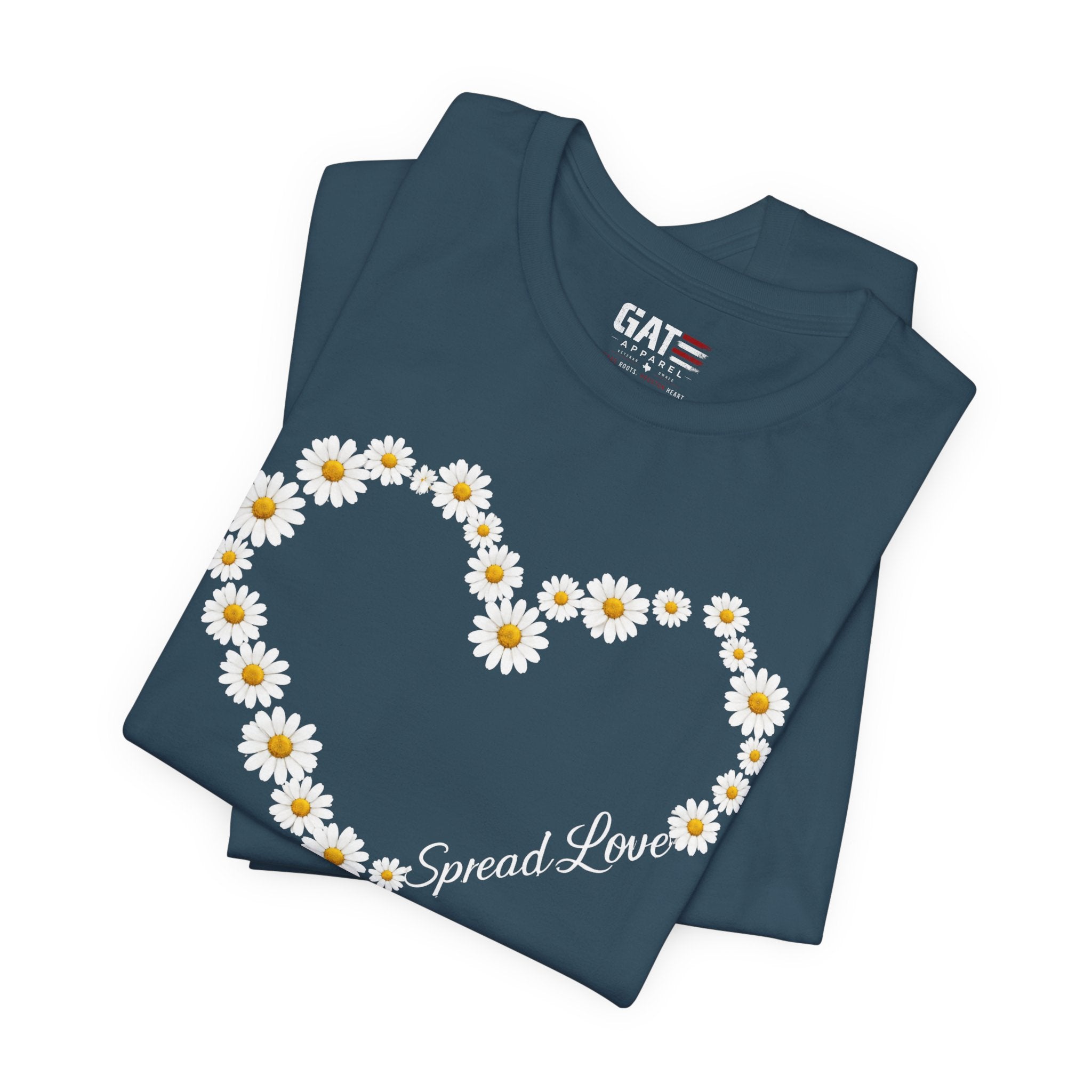 Daisy Heart Tee — "Spread Love" Floral Graphic T-Shirt