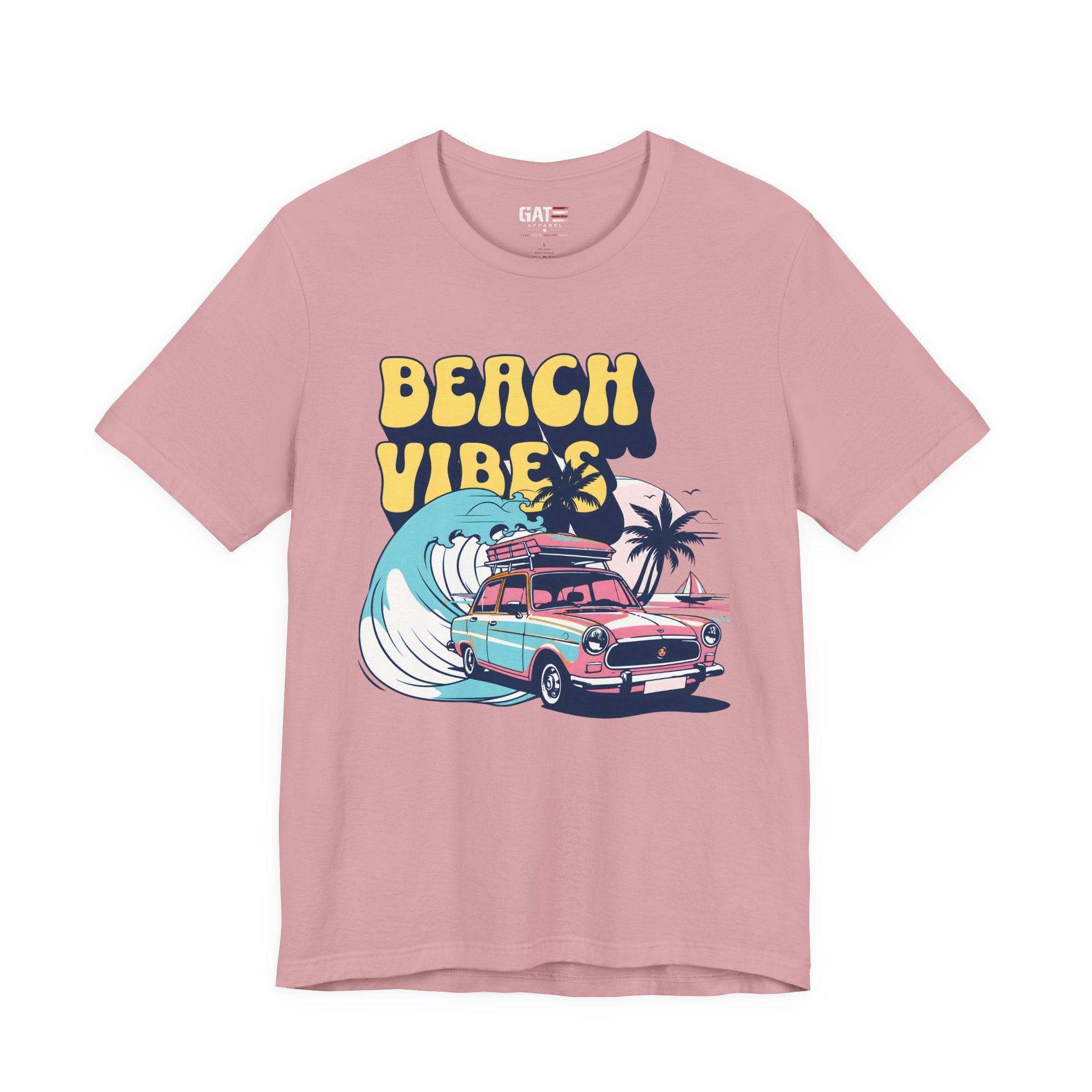 Beach Vibes Shirt, Retro Beach Tee, Vintage Summer Shirt, Coastal Vacation T Shirt, Surf Car Graphic Tee, Groovy Beach Lover Gift