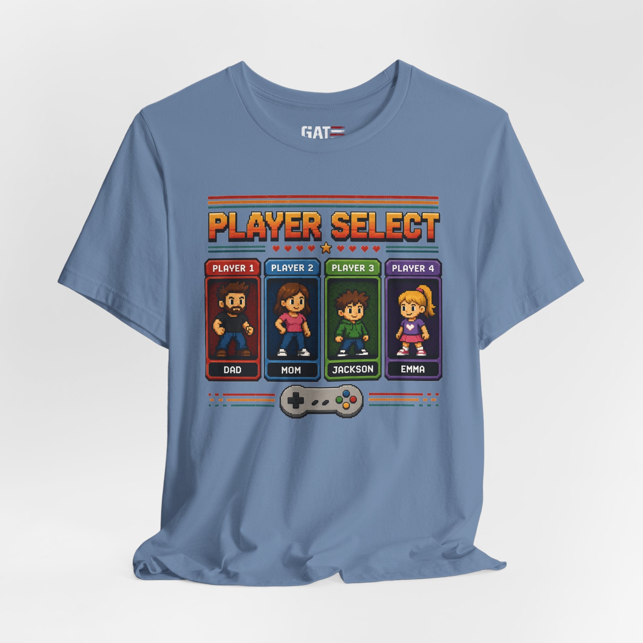 Personalized Gamer Family Shirt, Custom Family Gaming Shirt, Retro Video Game Family Tee, Gamer Dad Mom Kids Gift Shirt