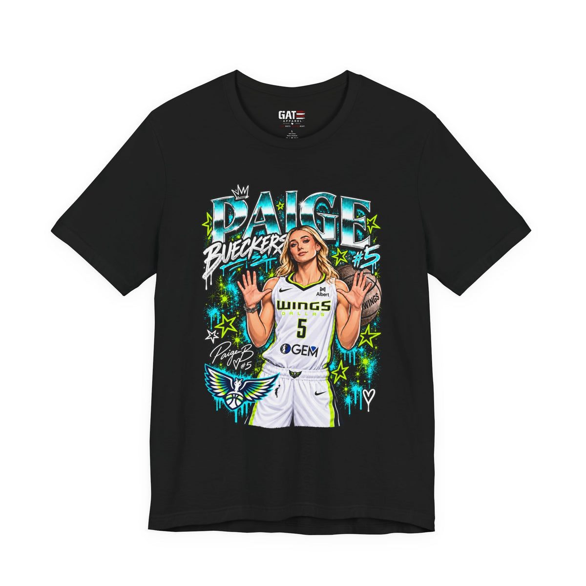 Paige Bueckers #5 Wings basketball graphic tee