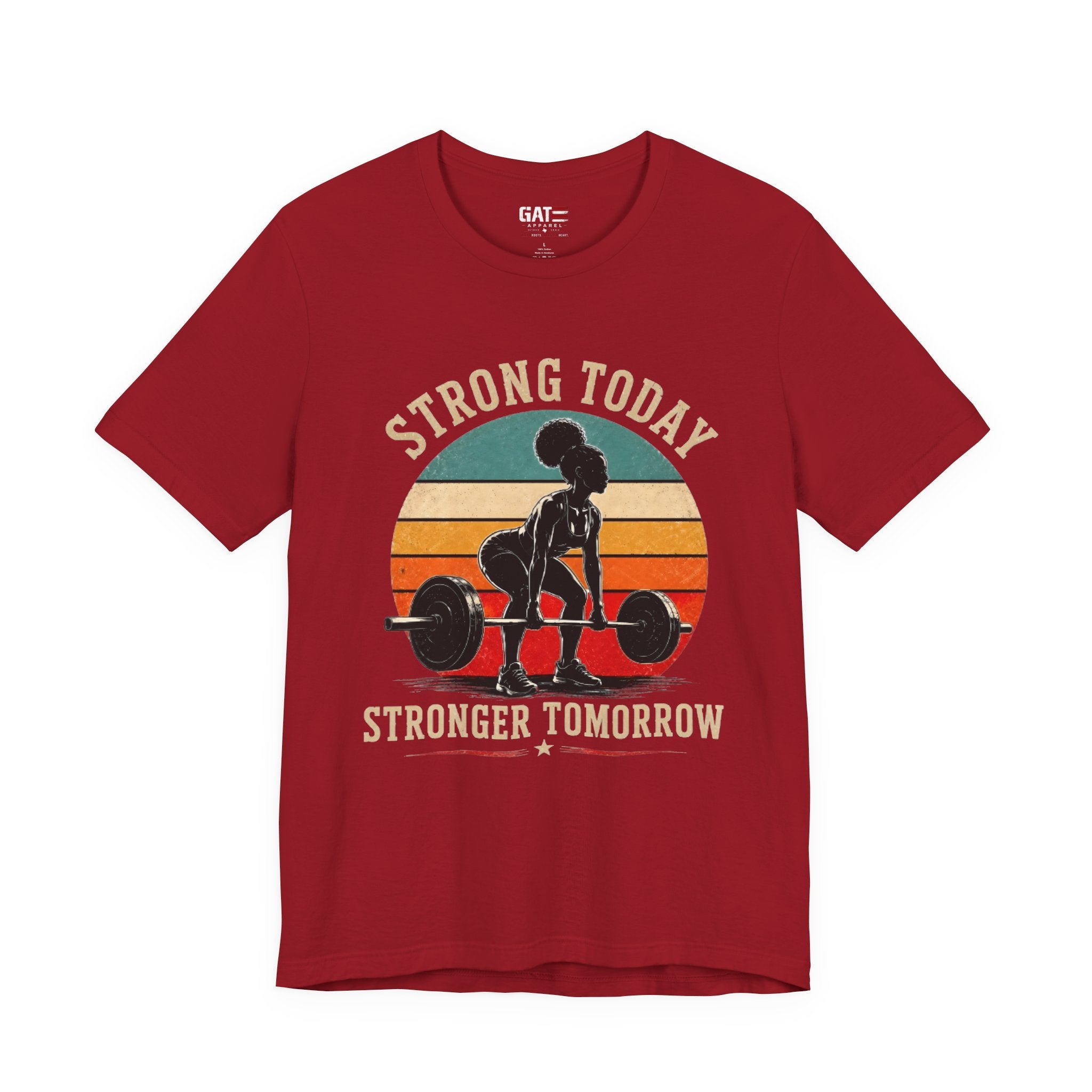 Strong Today Stronger Tomorrow Shirt, Women's Gym Shirt, Retro Weightlifting Tee, Fitness Gift for Women