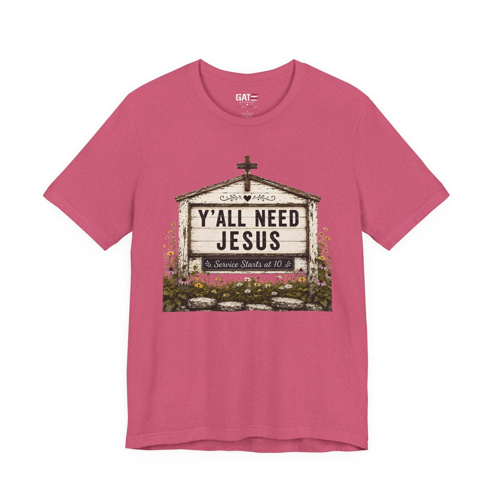 Y'all Need Jesus, Christian Shirt for Women, Rustic Faith Graphic Tee, Country Western Shirt, Farmhouse Christian Gift, Cowgirl Church Tee