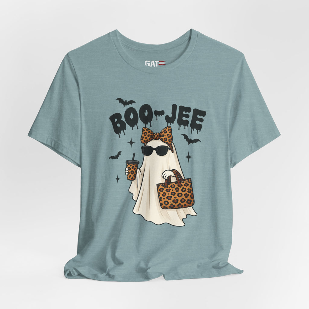 Boo-Jee Leopard Ghost Tee — Cute Halloween Graphic T-Shirt