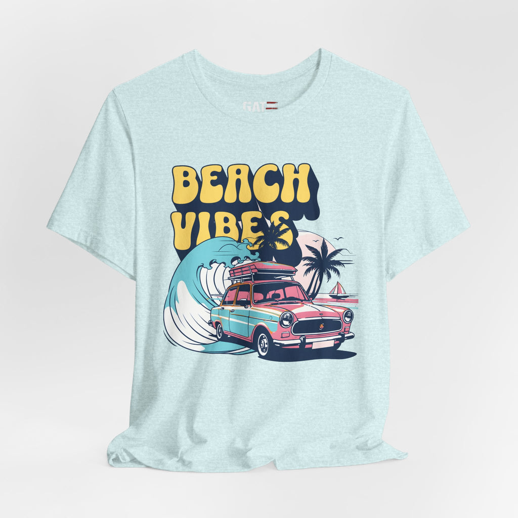 Beach Vibes Shirt, Retro Beach Tee, Vintage Summer Shirt, Coastal Vacation T Shirt, Surf Car Graphic Tee, Groovy Beach Lover Gift