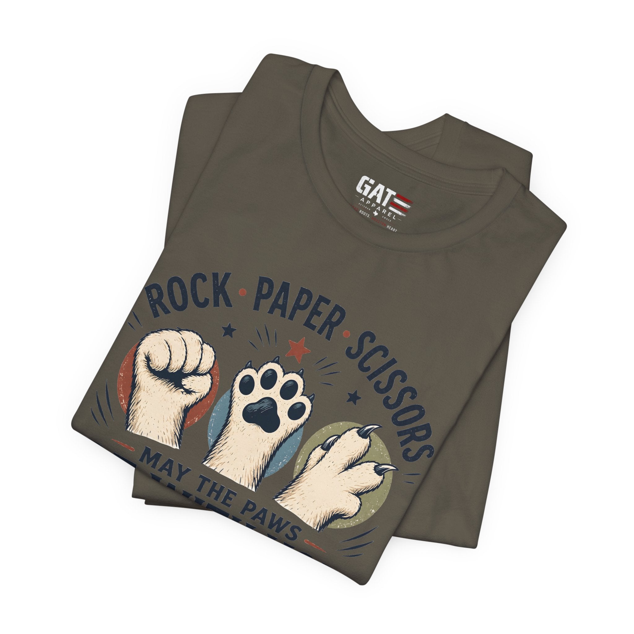 Rock Paper Scissors Cat Shirt, May The Paws Be With You Tee, Funny Cat Lover Gift, Cute Pet Paw Graphic Tee, Cat Mom Dad Shirt