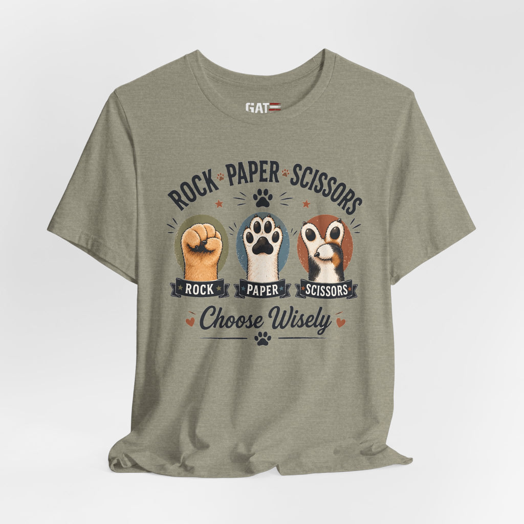 Rock Paper Scissors Cat Shirt, Funny Cat Lover Tee, Cat Paw Graphic Shirt, Cute Pet Mom Gift, Choose Wisely Cat Tee, Cat Dad Shirt