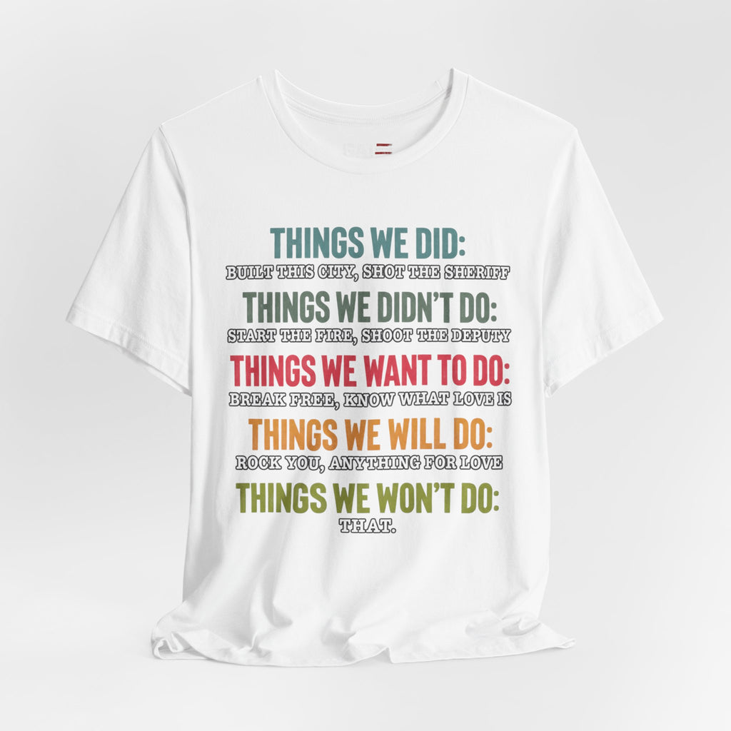 Things We Will Do Checklist T-Shirt — Funny Motivational List Tee