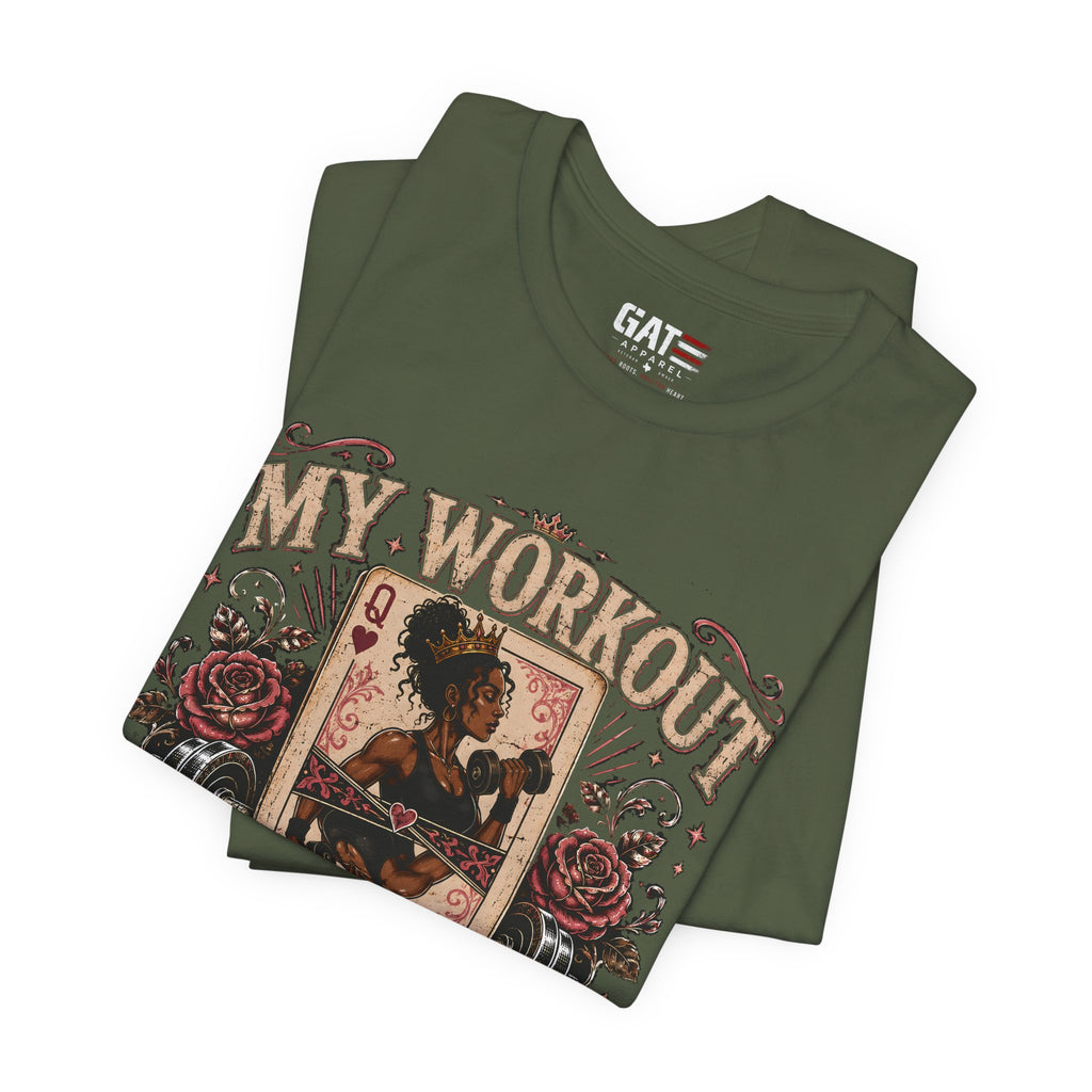 My Workout Is Your Warmup Shirt, Retro Gym Shirt for Women, Queen of Hearts Fitness Tee, Weightlifting Gift