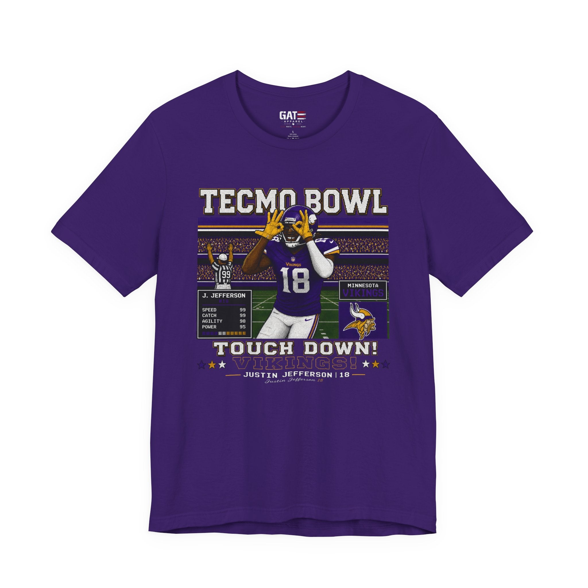 Justin Jefferson Tecmo Bowl Shirt Retro Football Tee JJettas Griddy Graphic Vintage Video Game Style Gift for Football Fans