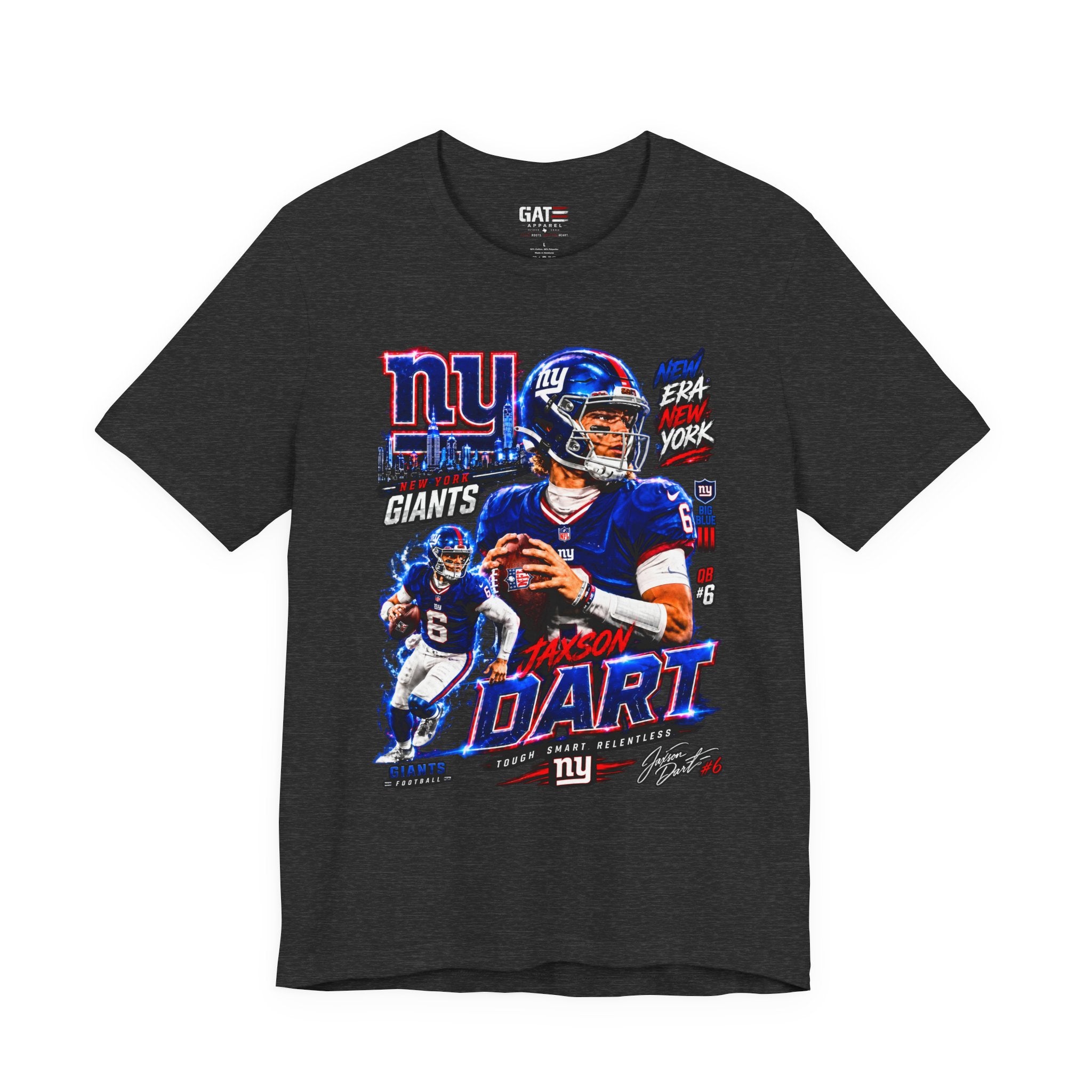 Jaxson Dart New York Giants Tee Retro Player Graphic T-Shirt